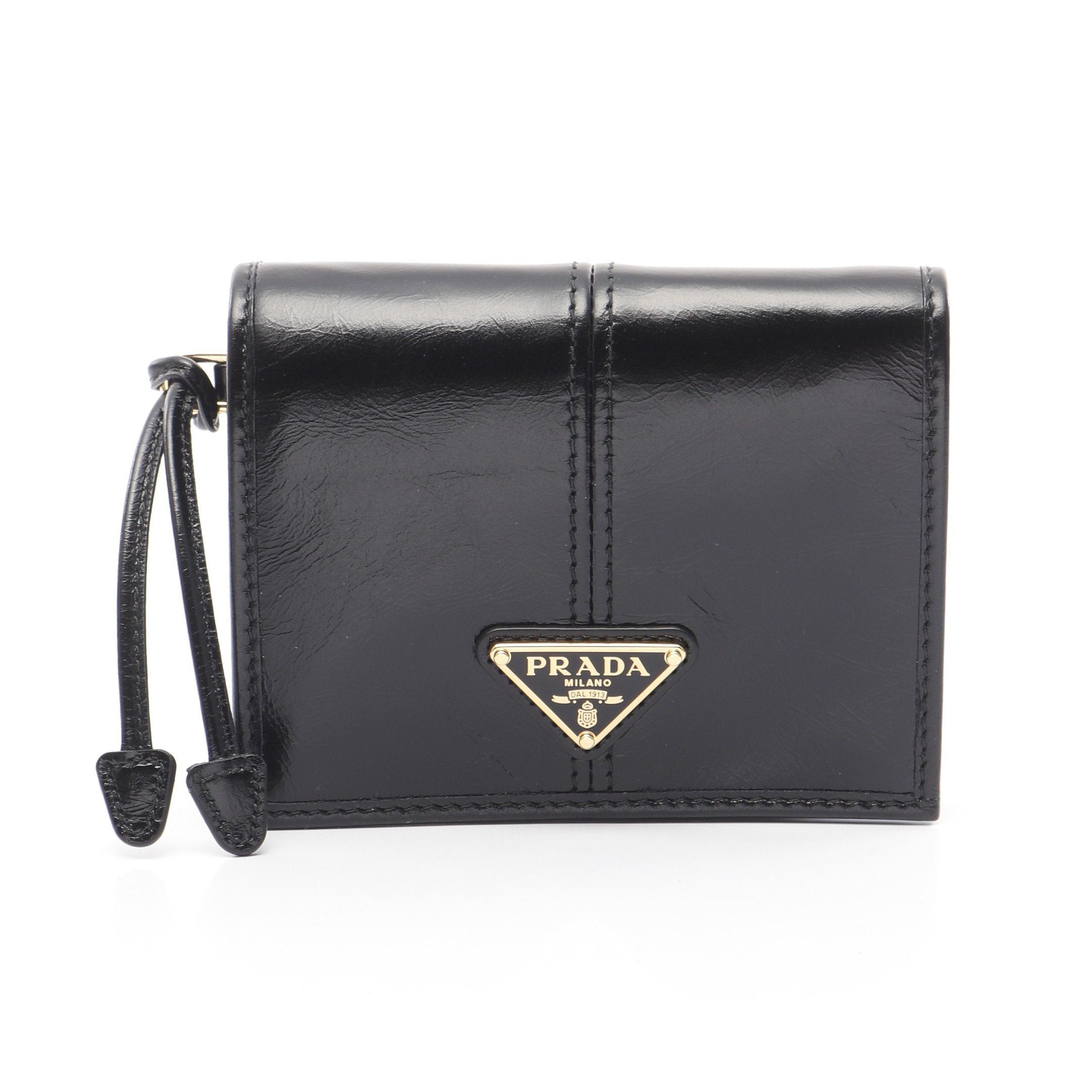 Prada Prada Soft Lux Bi-Fold Wallet Leather Black Size ONE SIZE - 1 Thumbnail