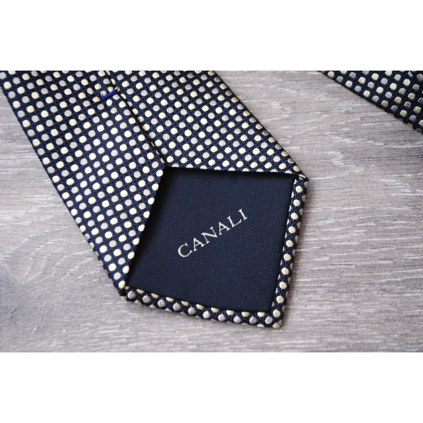 Canali VINTAGE MEN'S CANALI POLKA DOT BLACK WHITE TIE MADE IN ITALY 100% SILK LUXURY CLASSIC Size ONE SIZE - 4 Thumbnail