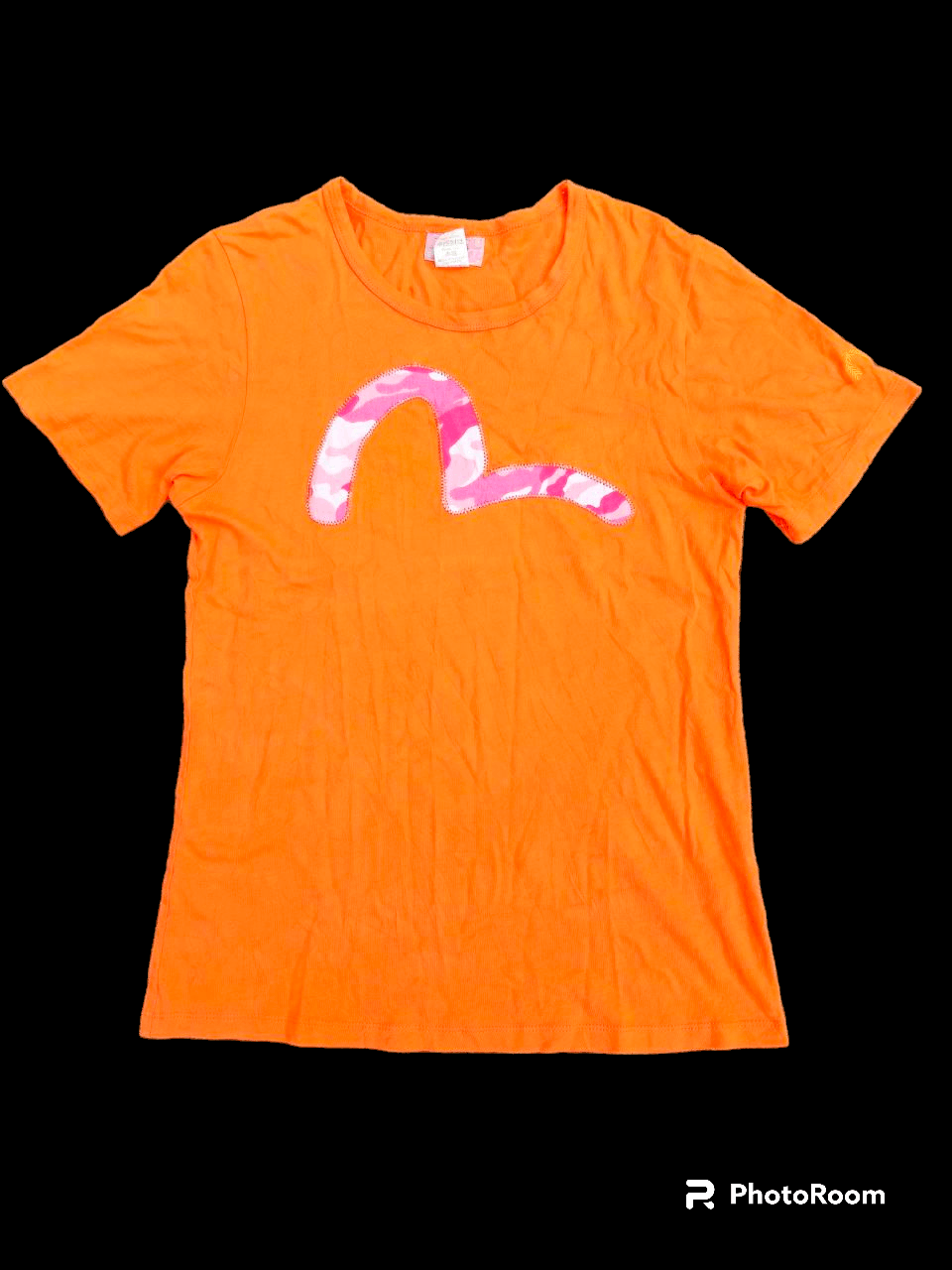 image of Evisu Donna Seagull Pacthwork Logo T-Shirt in Orange, Women's (Size Medium)