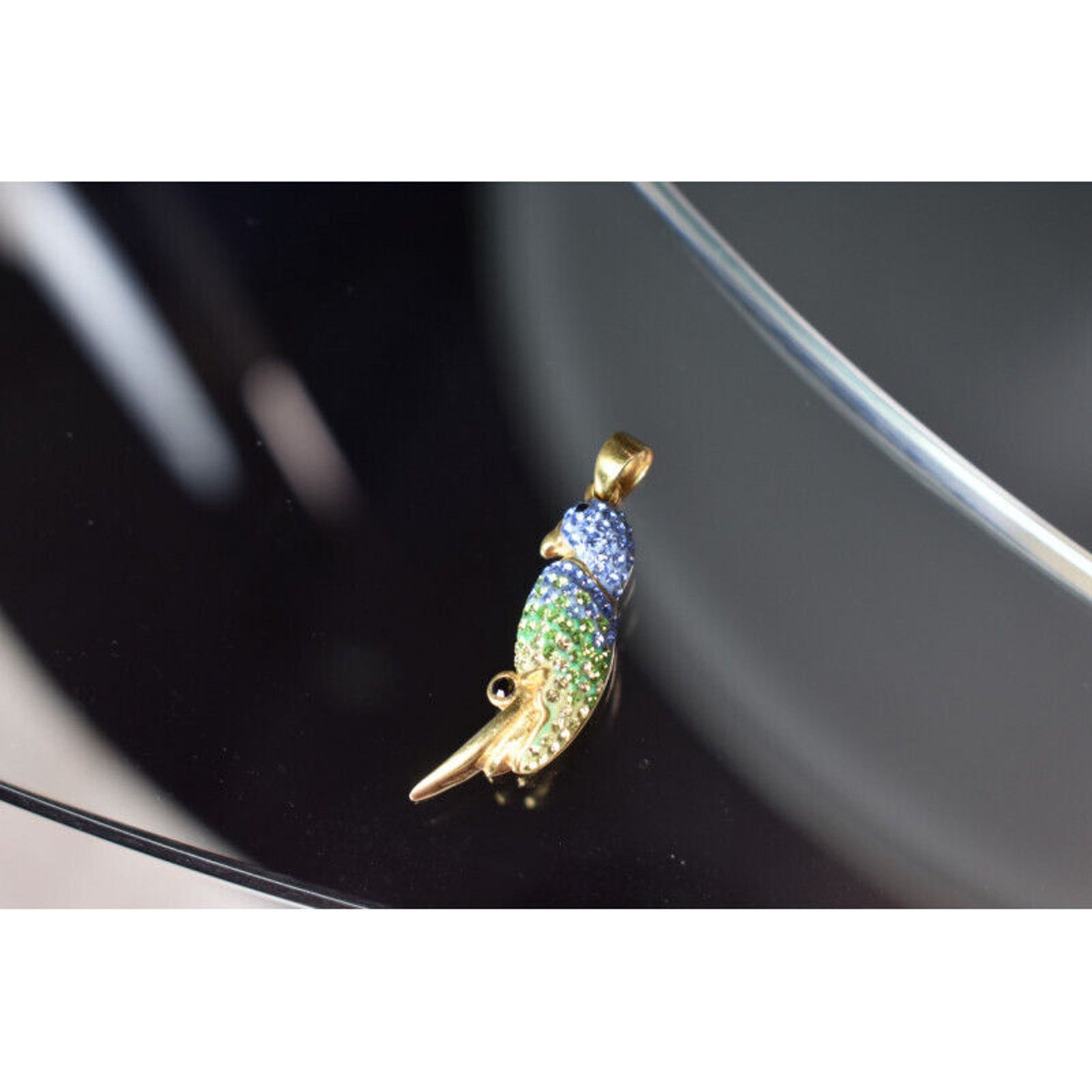 The Unbranded Brand 925 STERLING SILVER GOLD PLATED CZ & ENAMEL "PARROT" PENDANT Size ONE SIZE - 6 Thumbnail
