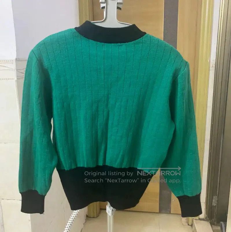 Yves Saint Laurent YSL Green Wool Sweater with Contrast Hem . Size M / US 6-8 / IT 42-44 - 2 Thumbnail
