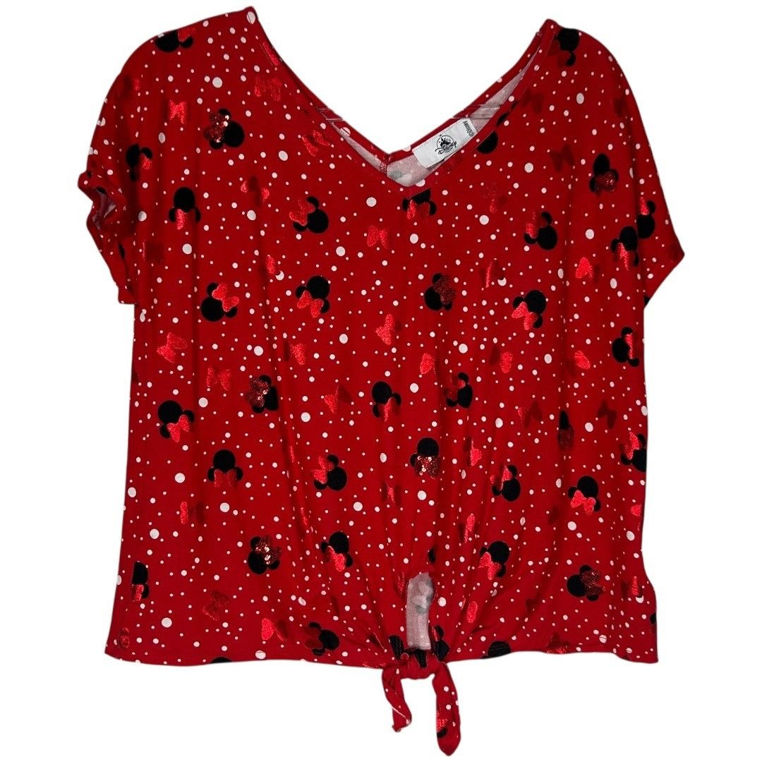 Disney NWOT Disney Parks Minnie Mouse Red Polka Dot Tie Front - Shi Size M / US 6-8 / IT 42-44 - 1 Thumbnail