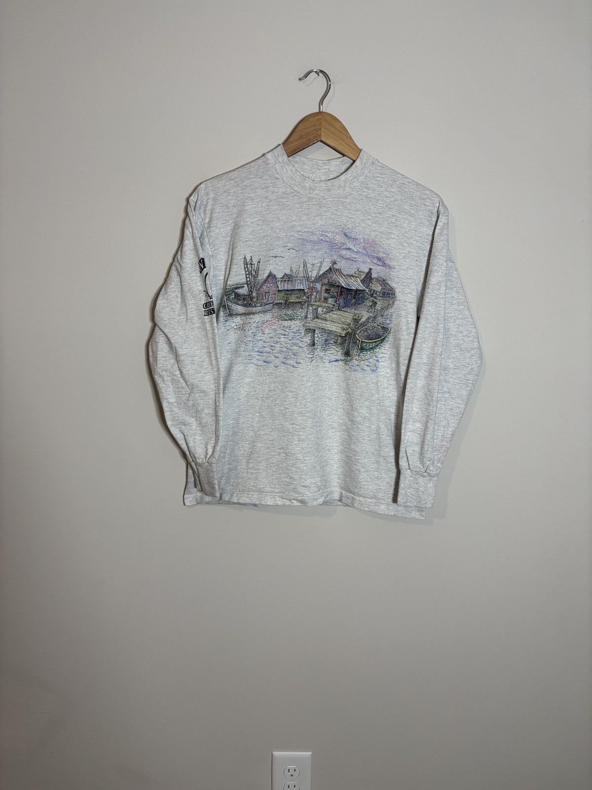 Vintage Vtg 90s Long Sleeve Shirt Restaurant Coastal Cottage Medium Size US M / EU 48-50 / 2 - 1 Thumbnail