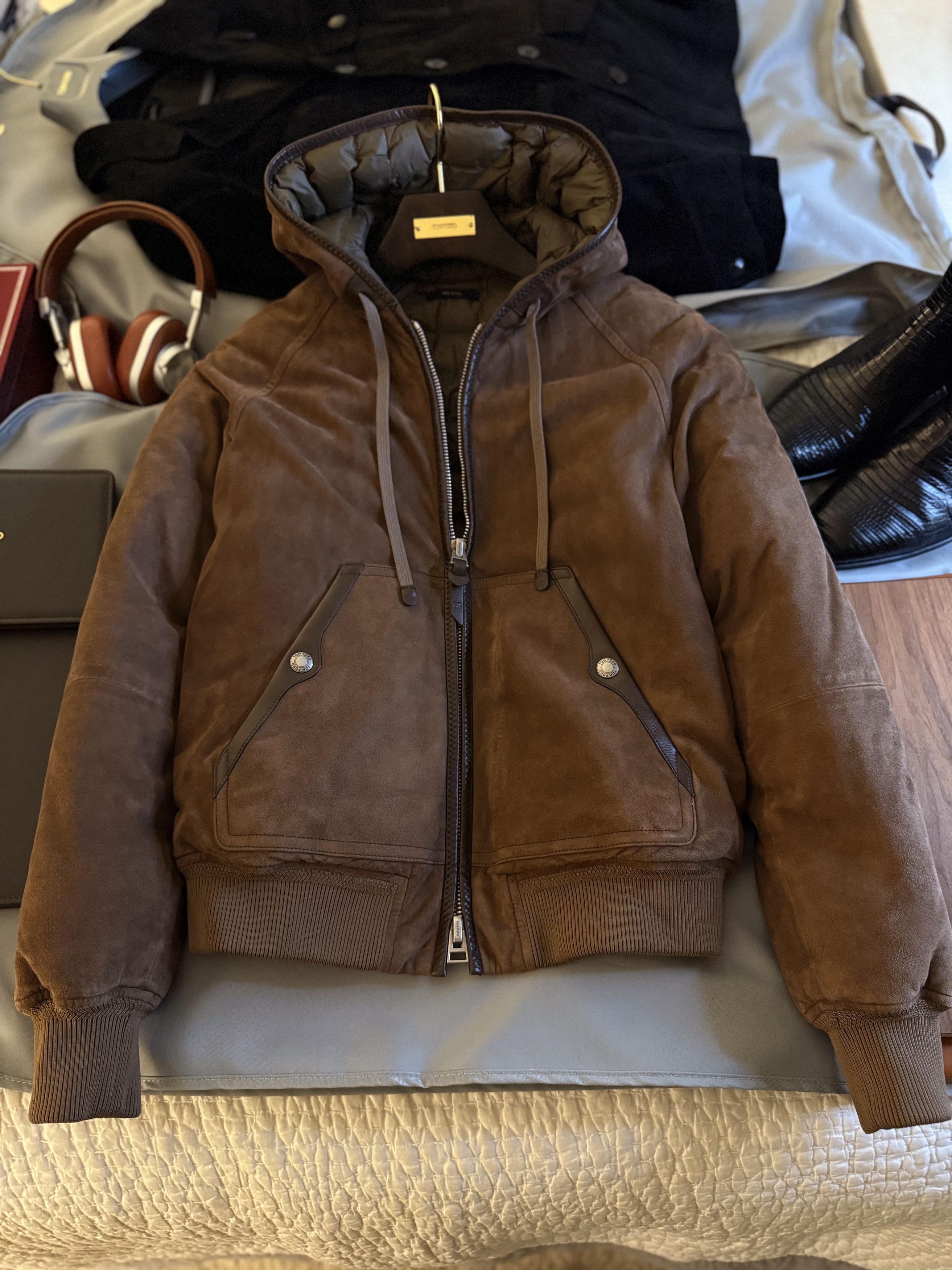Tom Ford The Ultimate Rare $8,750 w/tax Leather Accent Suede Hoodie Size US M / EU 48-50 / 2 - 17 Thumbnail