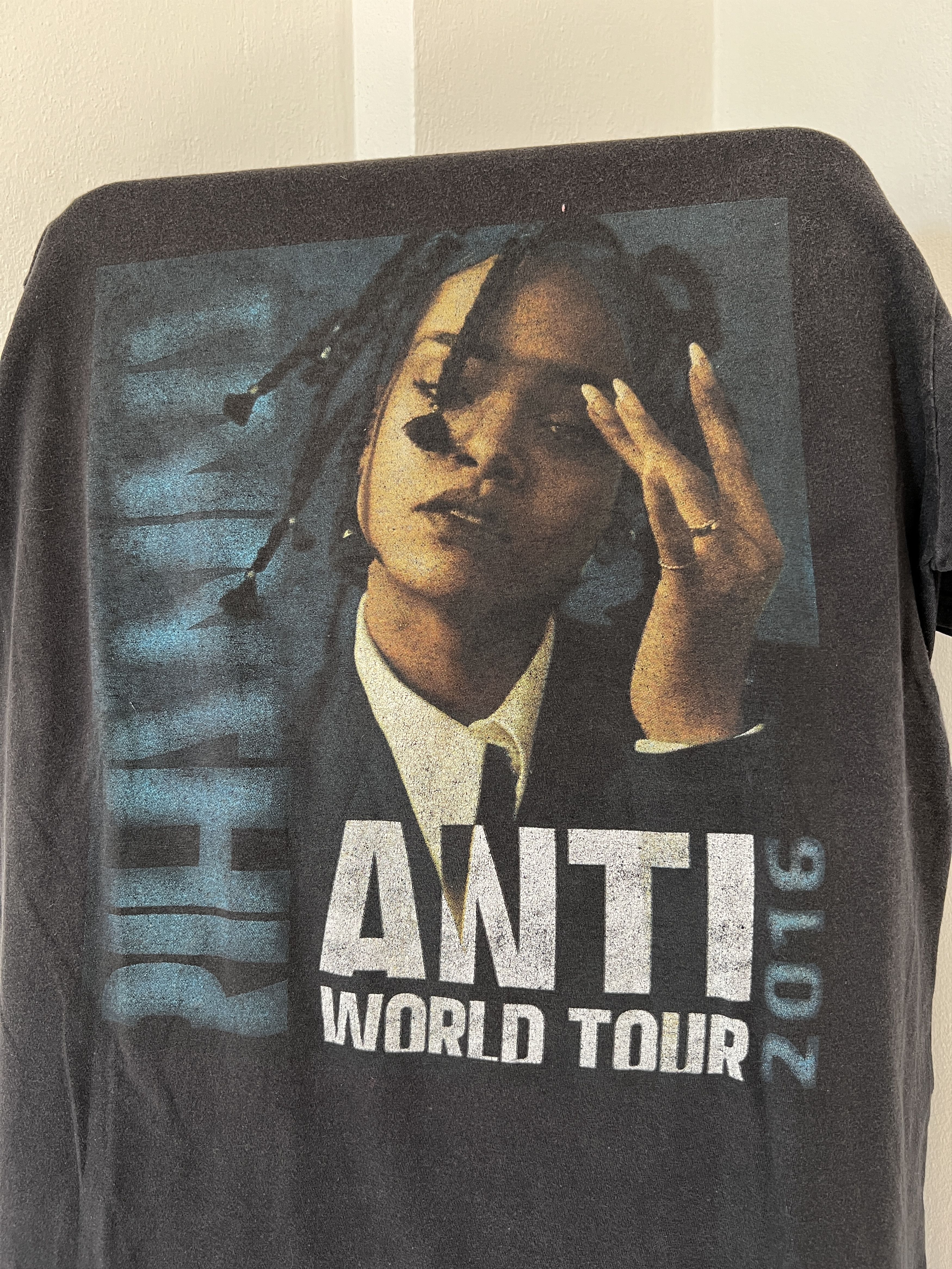 image of Band Tees x Tour Tee Rihanna L Anti World Tour Concert 2016 in Black, Men's (Size Large)