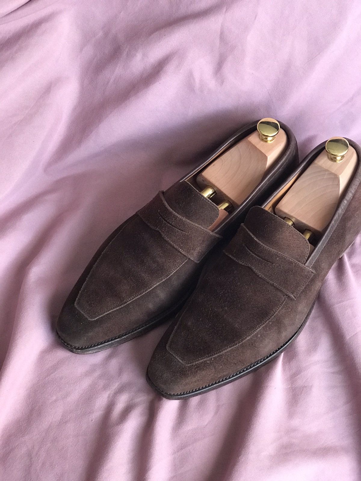 Crockett & Jones SUEDE CROCKETT&JONES HANDMADE IN ENGLAND BROWN PENNY LOAFERS Size US 9.5 / EU 42-43 - 3 Thumbnail