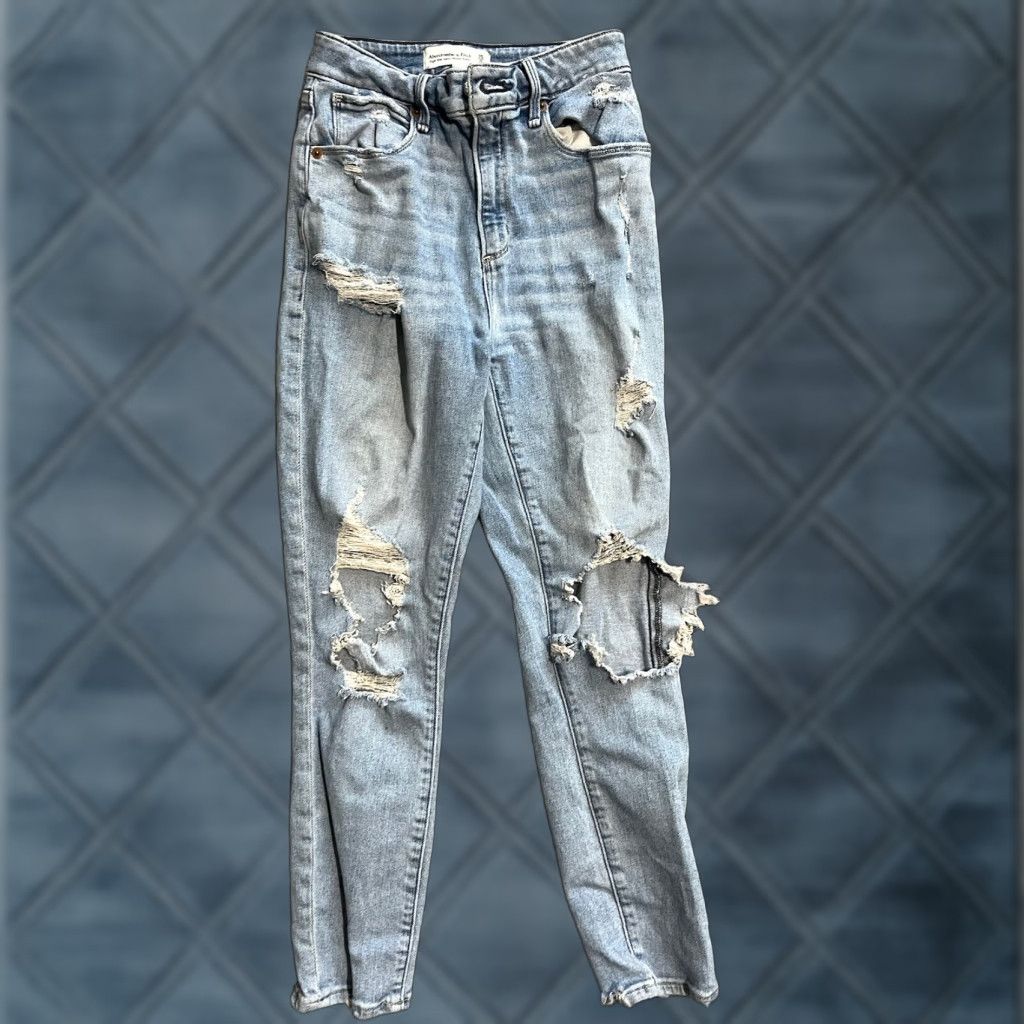 Abercrombie & Fitch Abercrombie & Fitch Jeans Women 0 Denim Destroyed High Rise Super Skinny Ankle Blue Slim 5-Pocket 20in Inseam Womens Size 25" / US 0 / IT 36 - 1 Thumbnail