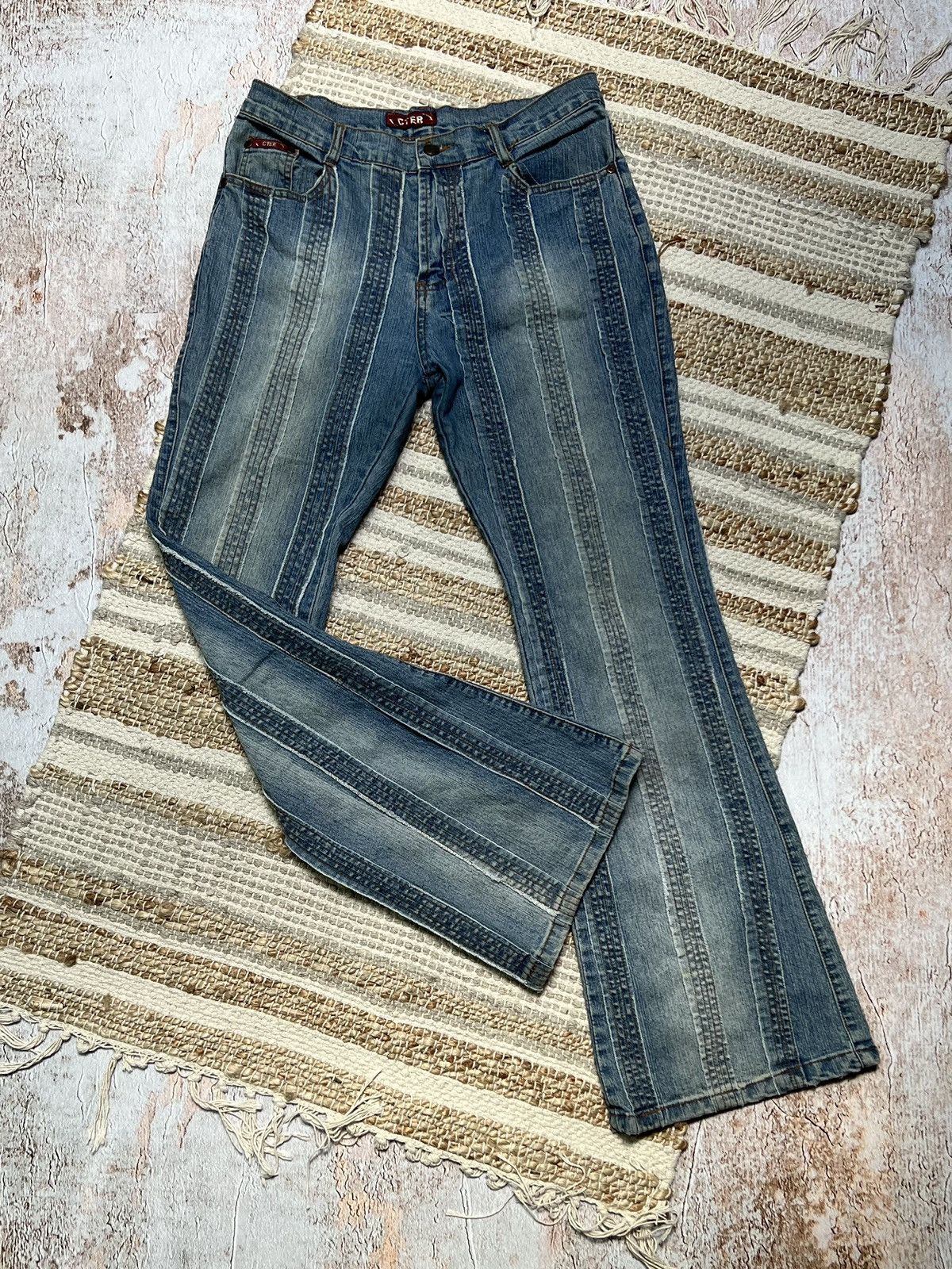 Japanese Brand Vintage Japanese patch work flare jeans Size US 30 / EU 46 - 4 Thumbnail