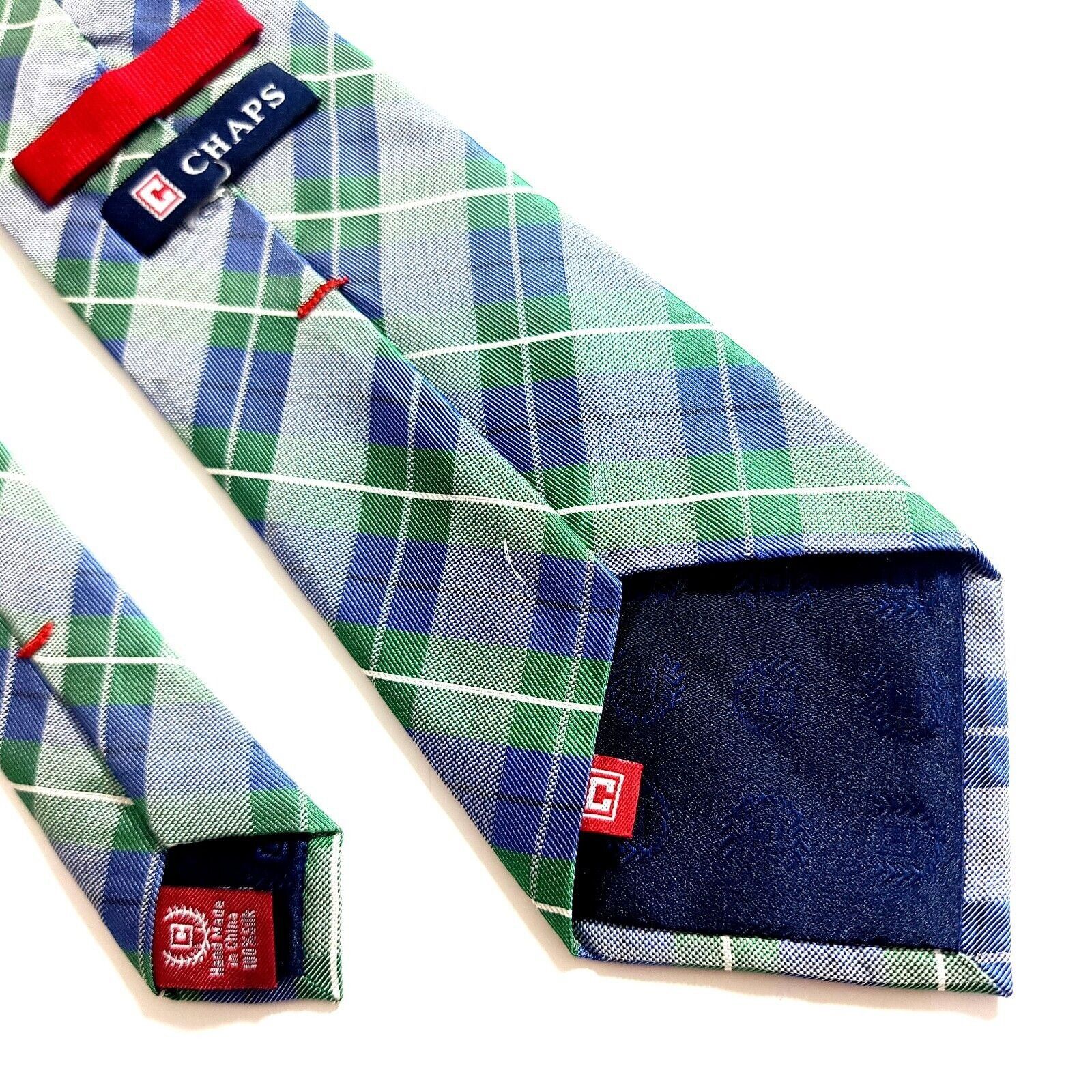 Chaps Chaps Green Blue Woven Plaid Silk Tie Size ONE SIZE - 5 Thumbnail