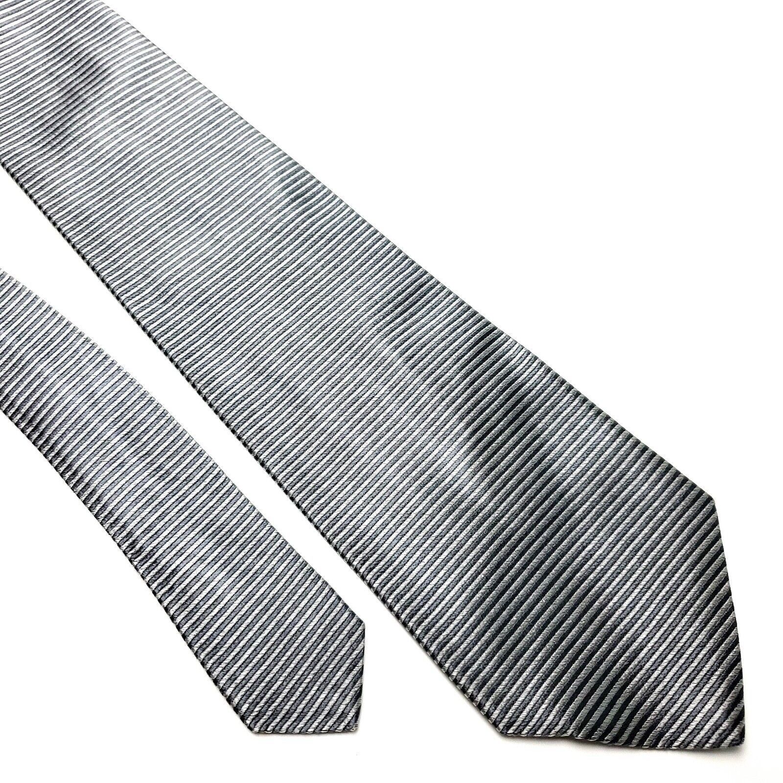 Vintage Geoffrey Beene Silk Tie Silver Woven Wide Size ONE SIZE - 1 Thumbnail