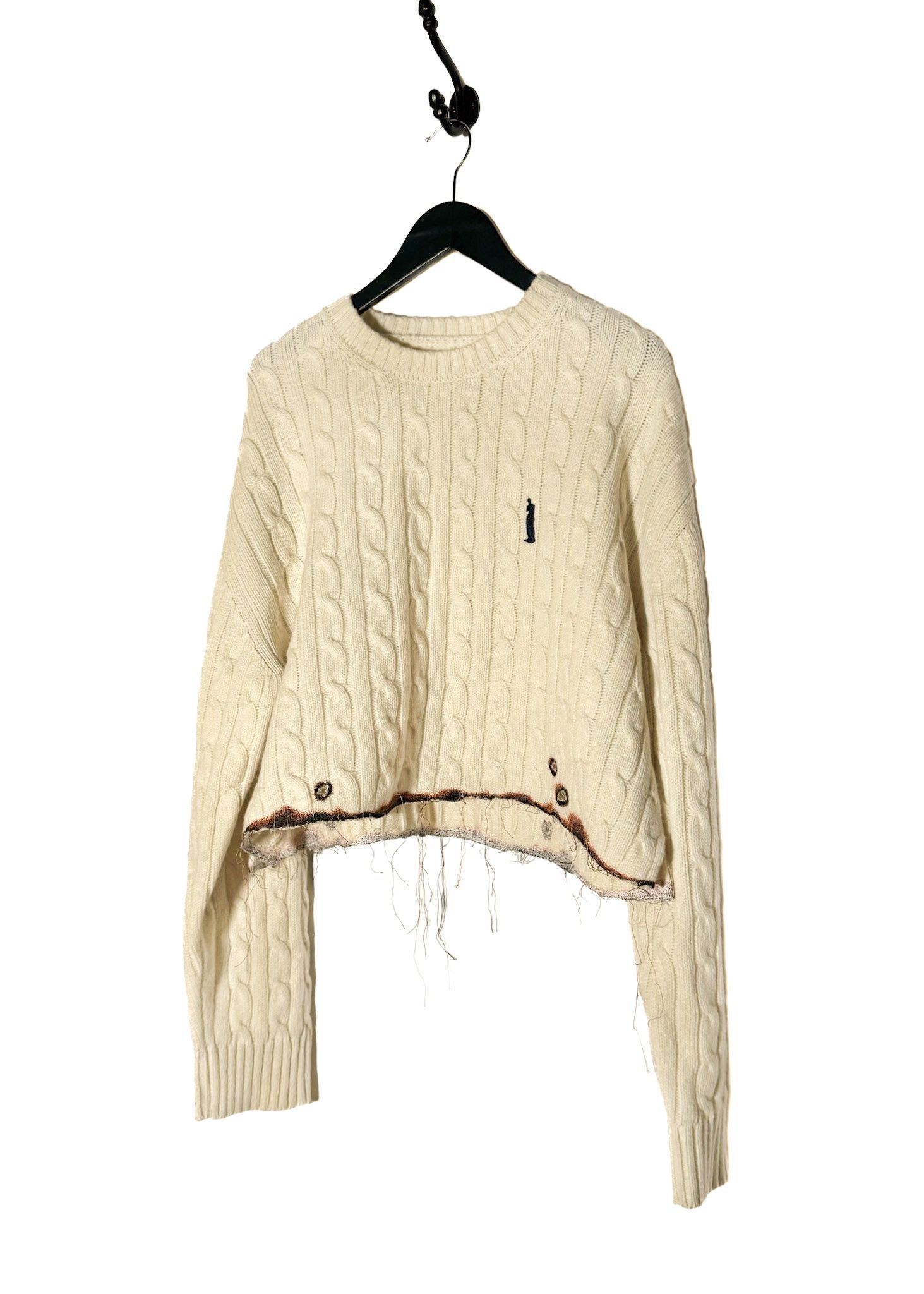 Doublet Doublet FW22 Ivory Burning Embroideries Cable Knit Sweater 