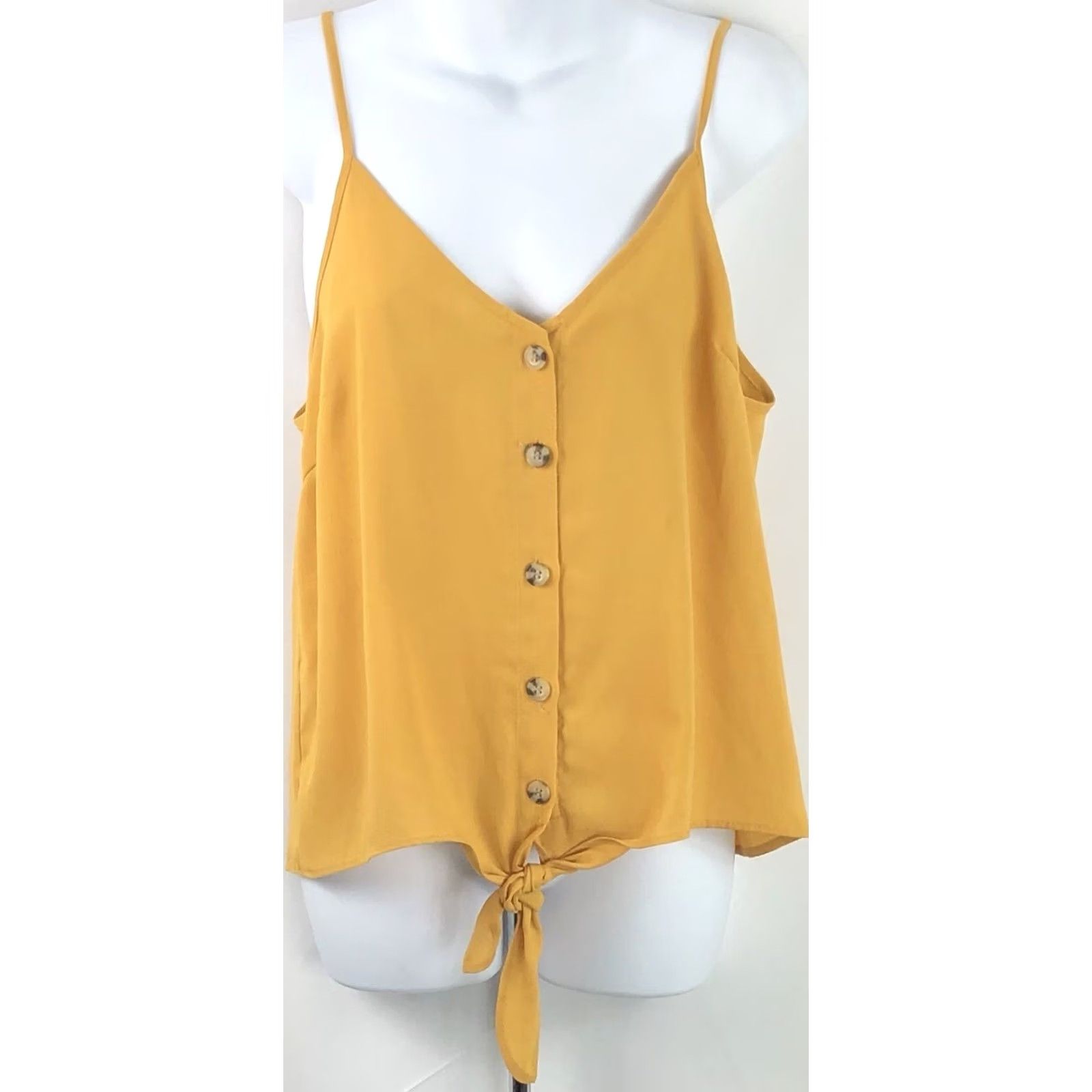 Vintage Papermoon Cami Halter Tank Top M Gold ButtonUp Strappy 90s Y2K Beach Bohemian Shirt Womens Size M / US 6-8 / IT 42-44 - 5 Thumbnail
