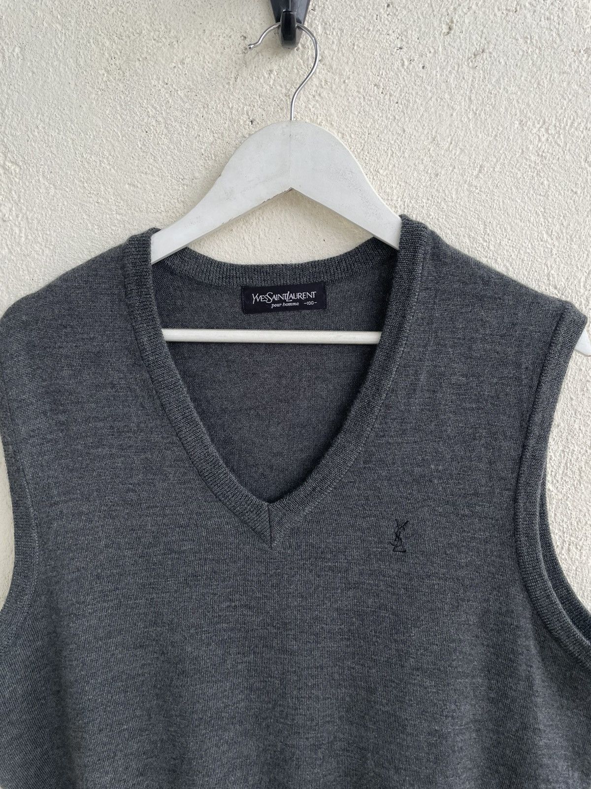 Yves Saint Laurent Vintage YSL Knit Vest Burberry Helmut Lang Y2K CDG Japan y’s Size 44R - 2 Thumbnail