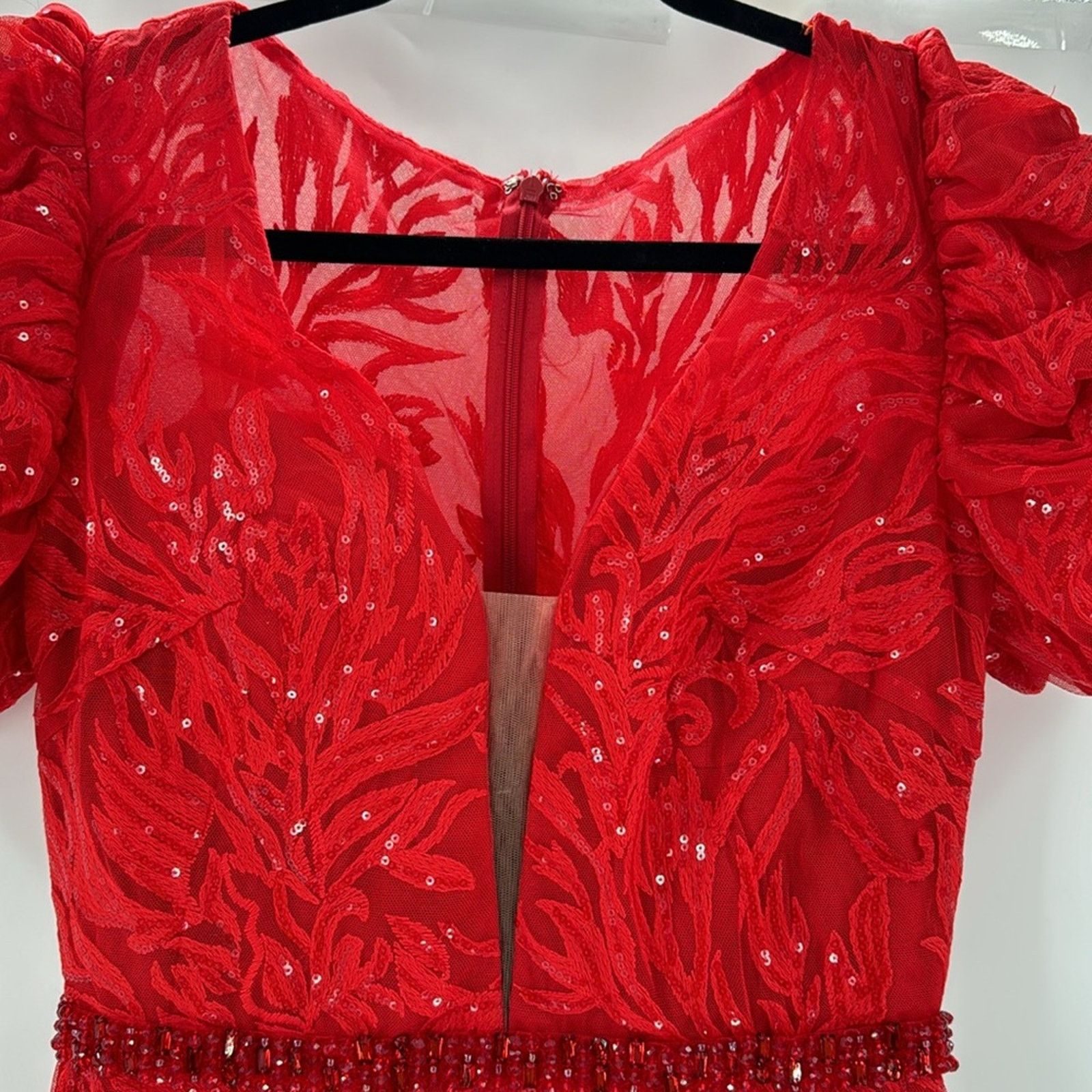 Other Mac Duggal formal prom quince long train dress puff sleeve Size S / US 4 / IT 40 - 7 Thumbnail