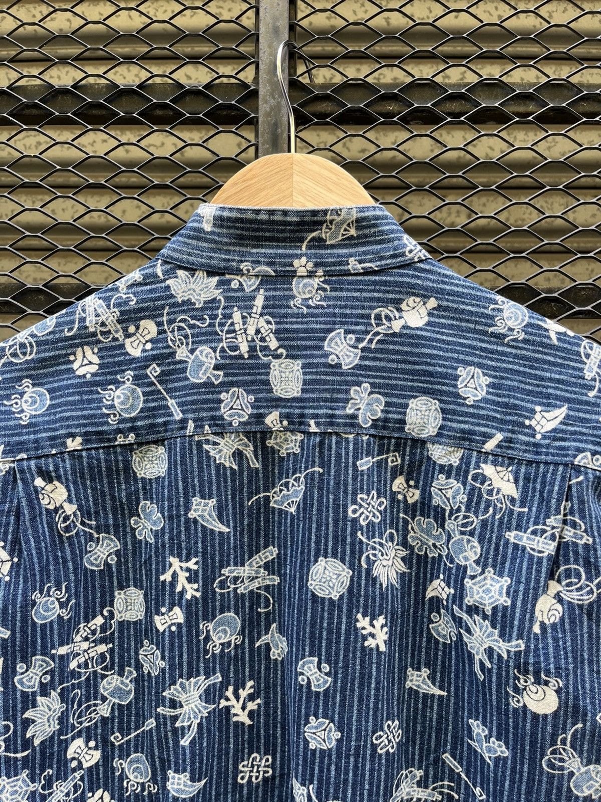 Iron Heart Japanese Sasakura Gensho Denim Band Mandarin Collar Shirt Size US M / EU 48-50 / 2 - 10 Thumbnail