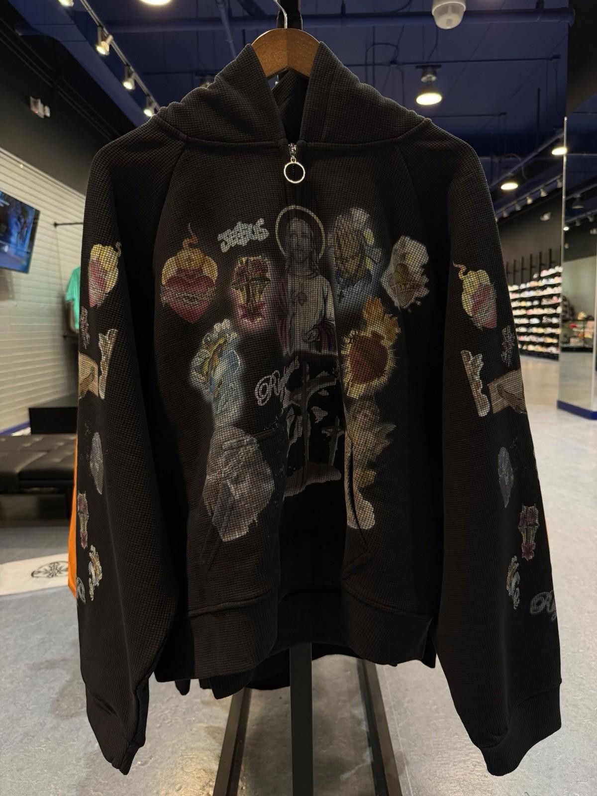 Other Medium - We Are Righteous Black Thermal Zip Up Jesus Hoodie Size US M / EU 48-50 / 2 - 1 Thumbnail