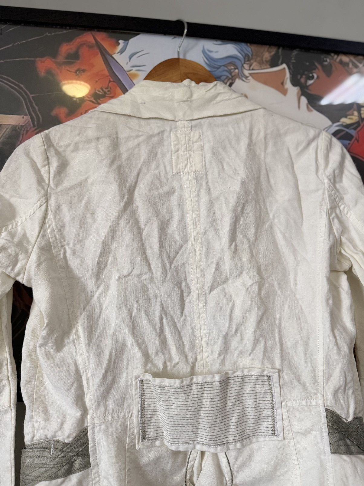 Marithe + Francois Girbaud Vintage Marithe Francois Girbaud White Linen Blazer Jacket Size M / US 6-8 / IT 42-44 - 7 Thumbnail