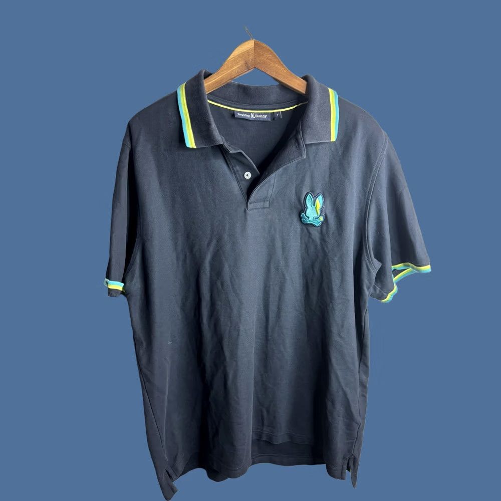 Psycho Bunny Psycho Bunny Polo Shirt Mens 7 Blue Pique Tipped Collar Bunny Logo Casual Size US M / EU 48-50 / 2 - 1 Thumbnail