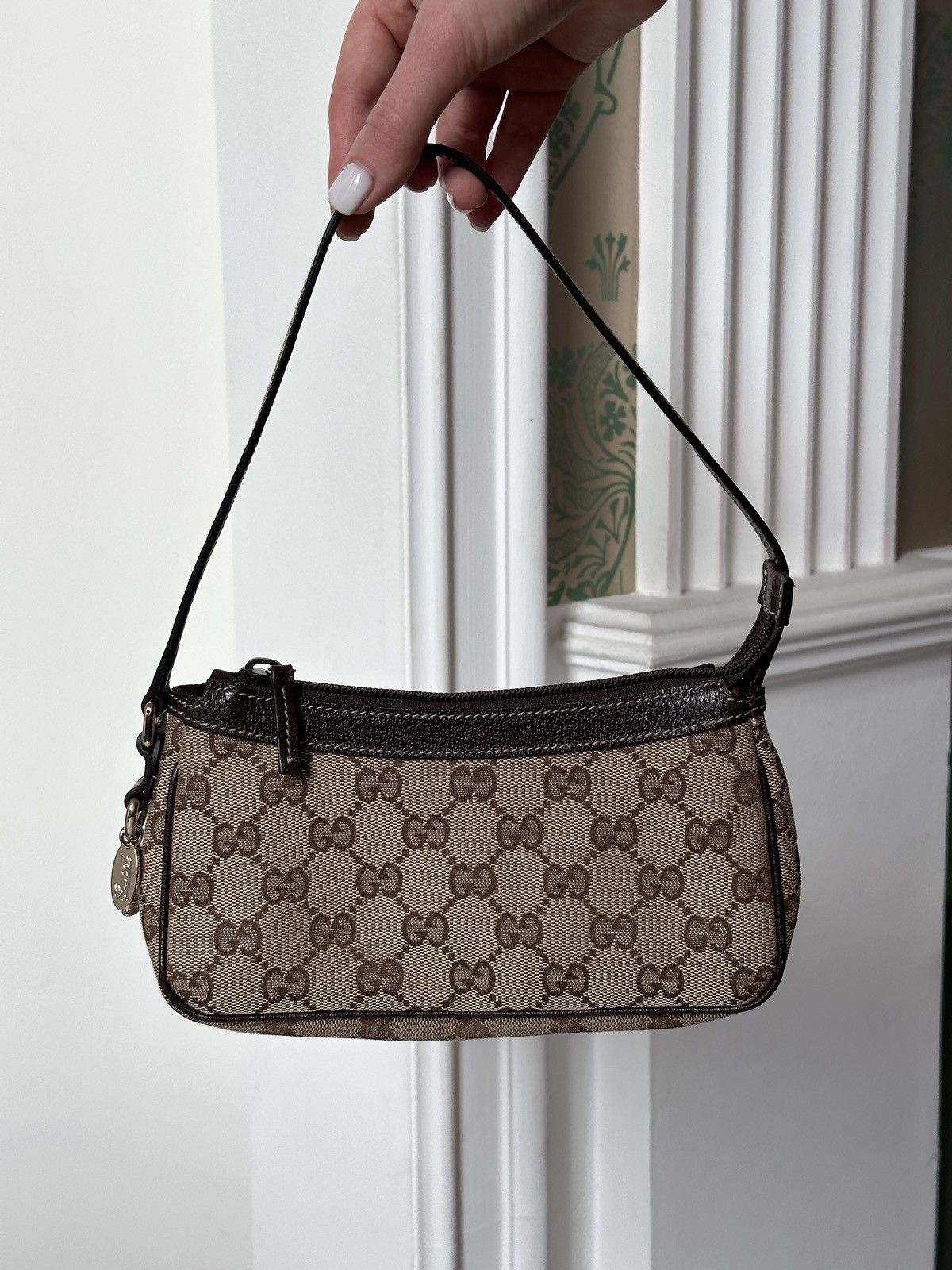 Gucci Streetwear Vintage GUCCI Mini Monogram Pochette GG Canvas Brwn Beige Bag 154432 Grailed