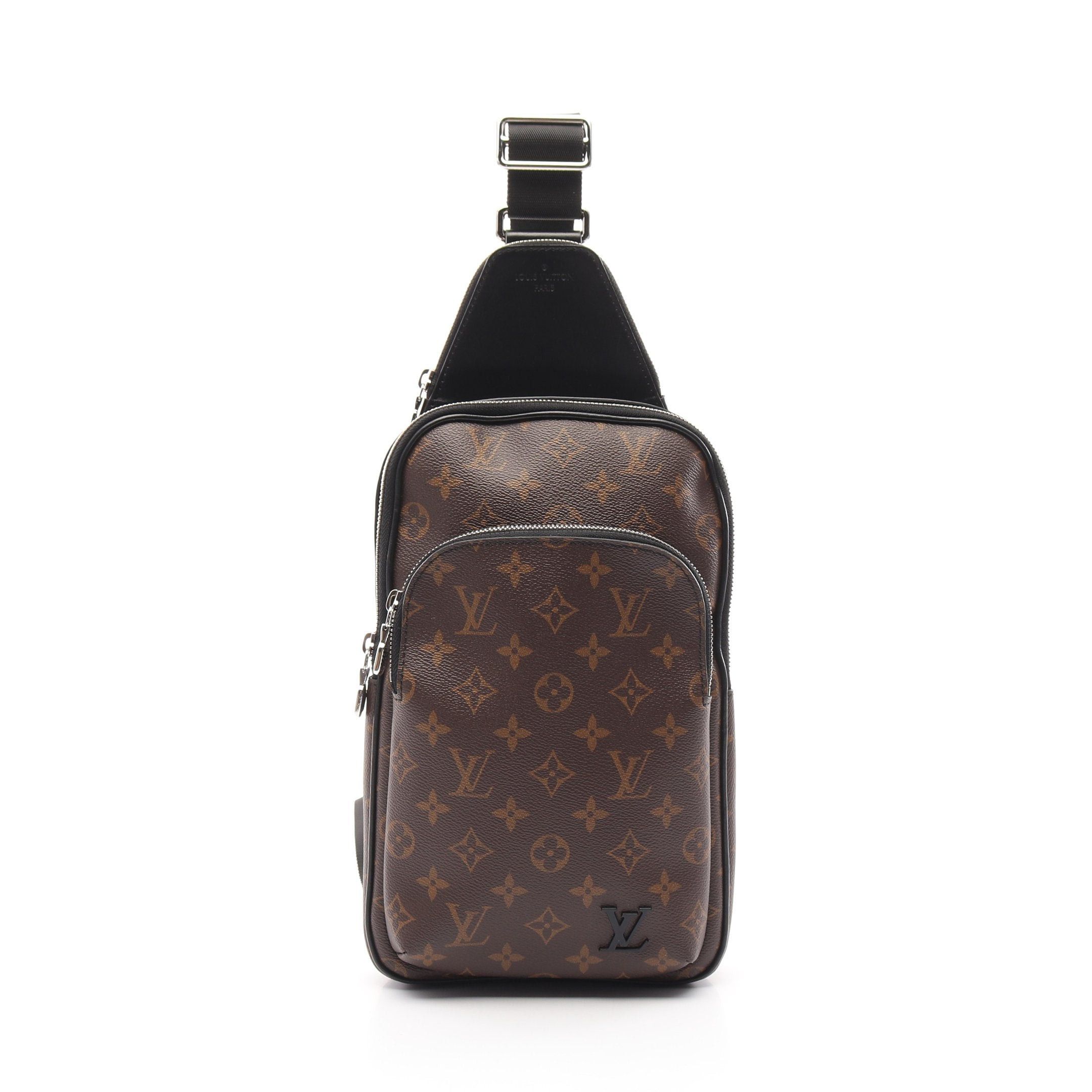Louis Vuitton Avenue Sling Bag Monogram Macassar Body Leather Brown Black, Men's