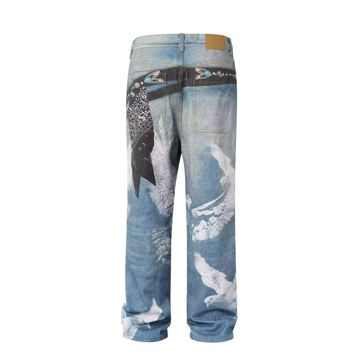 Japanese Brand × Vintage 3D Printed Wide Leg Denim Jean Size US 31 - 4 Thumbnail