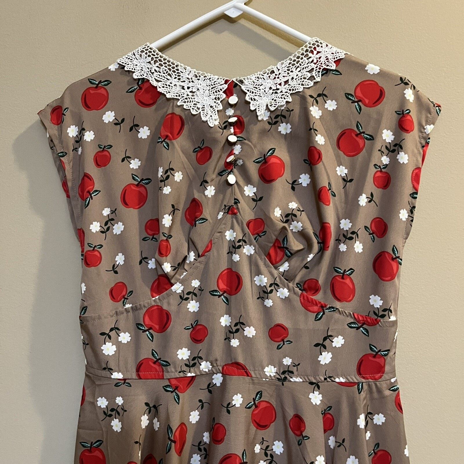 Other Hell Bunny Vixen Dress NWT Sz M Apple Print Swing Dress Size M / US 6-8 / IT 42-44 - 2 Thumbnail