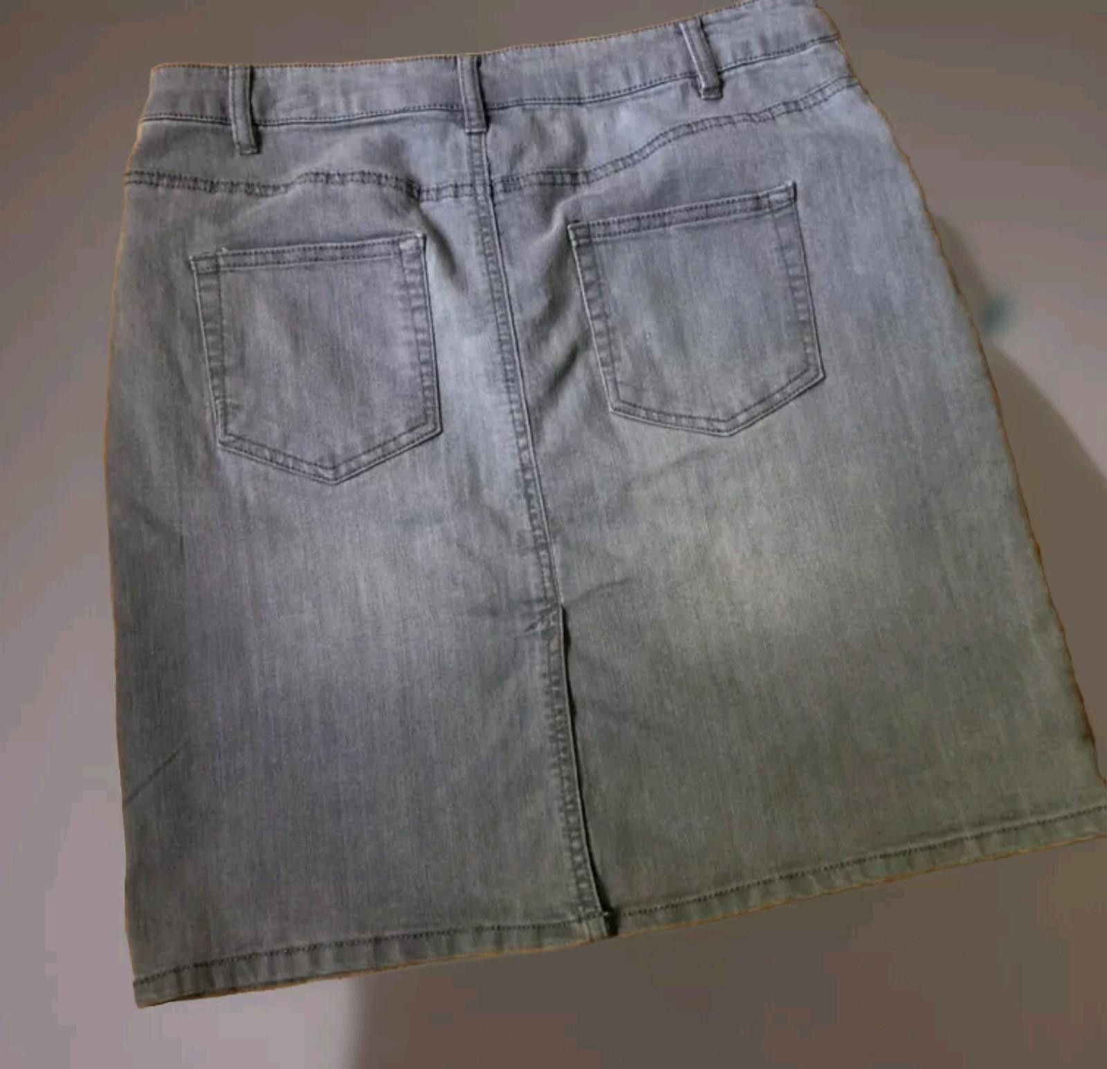 Other Jacqueline Smith Gray Denim Jean Skirt Light Wash Womens Sz Size 38" / US 16 / IT 52 - 2 Thumbnail