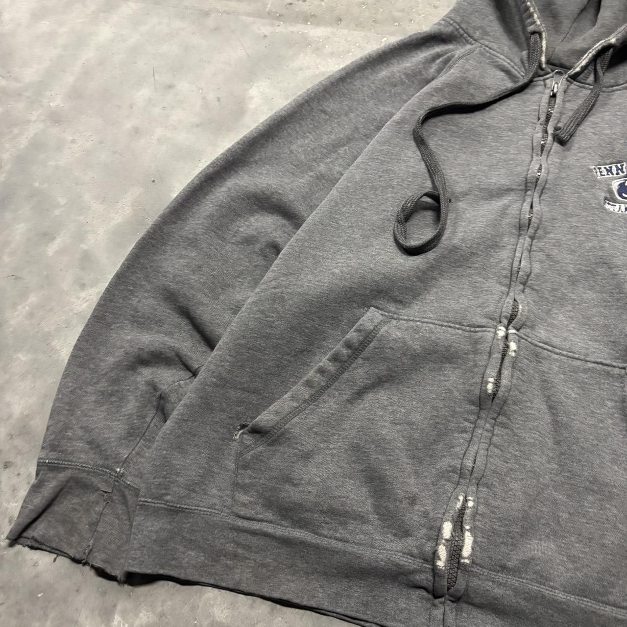 Japanese Brand × Vintage Crazy Vintage 90s Grey Penn State College Distressed Zip Up Hoodie! Size US L / EU 52-54 / 3 - 3 Thumbnail