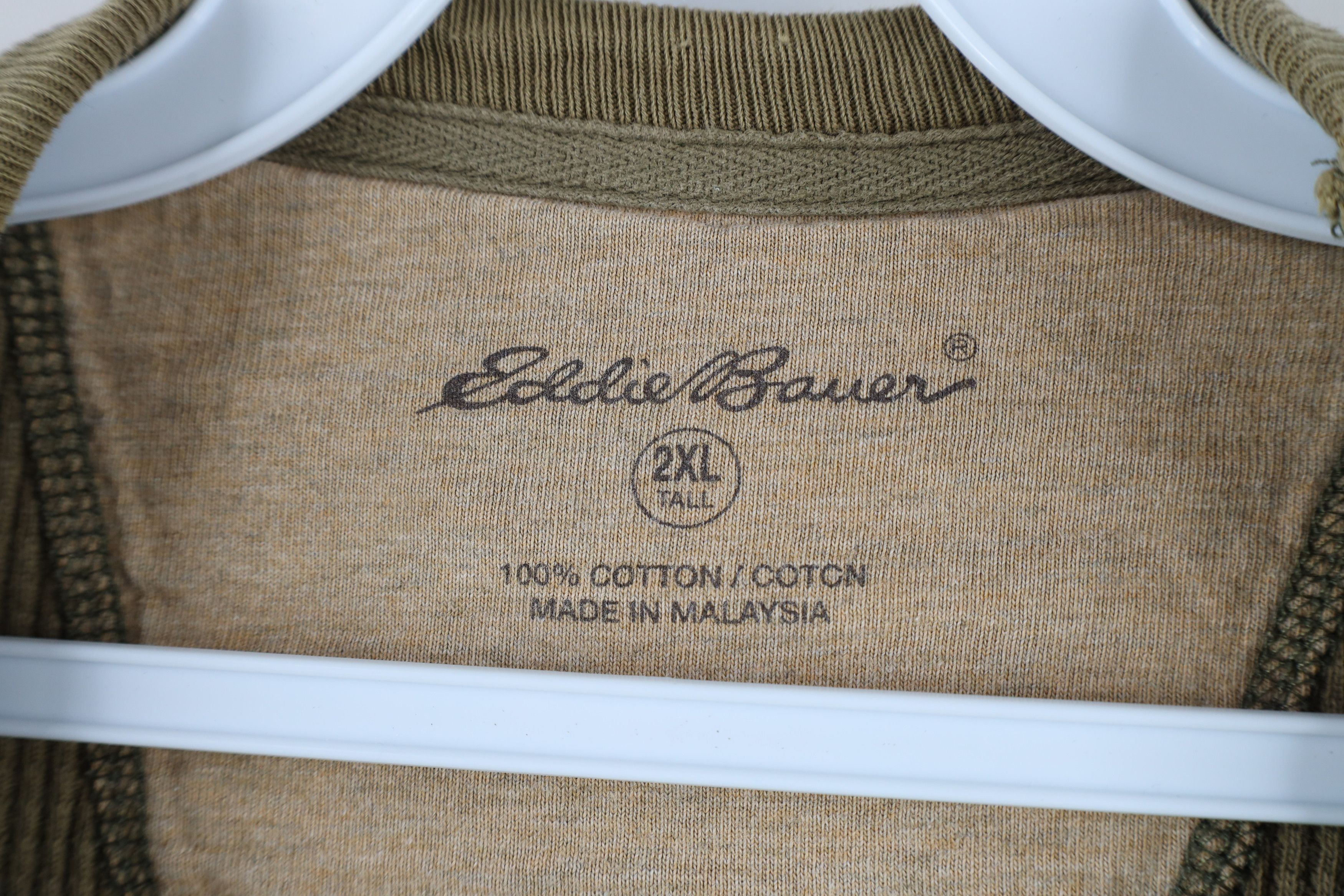 Eddie Bauer × Vintage Vintage 90s Eddie Bauer Thermal Waffle Knit T-Shirt Olive Size US XXL / EU 58 / 5 - 7 Thumbnail