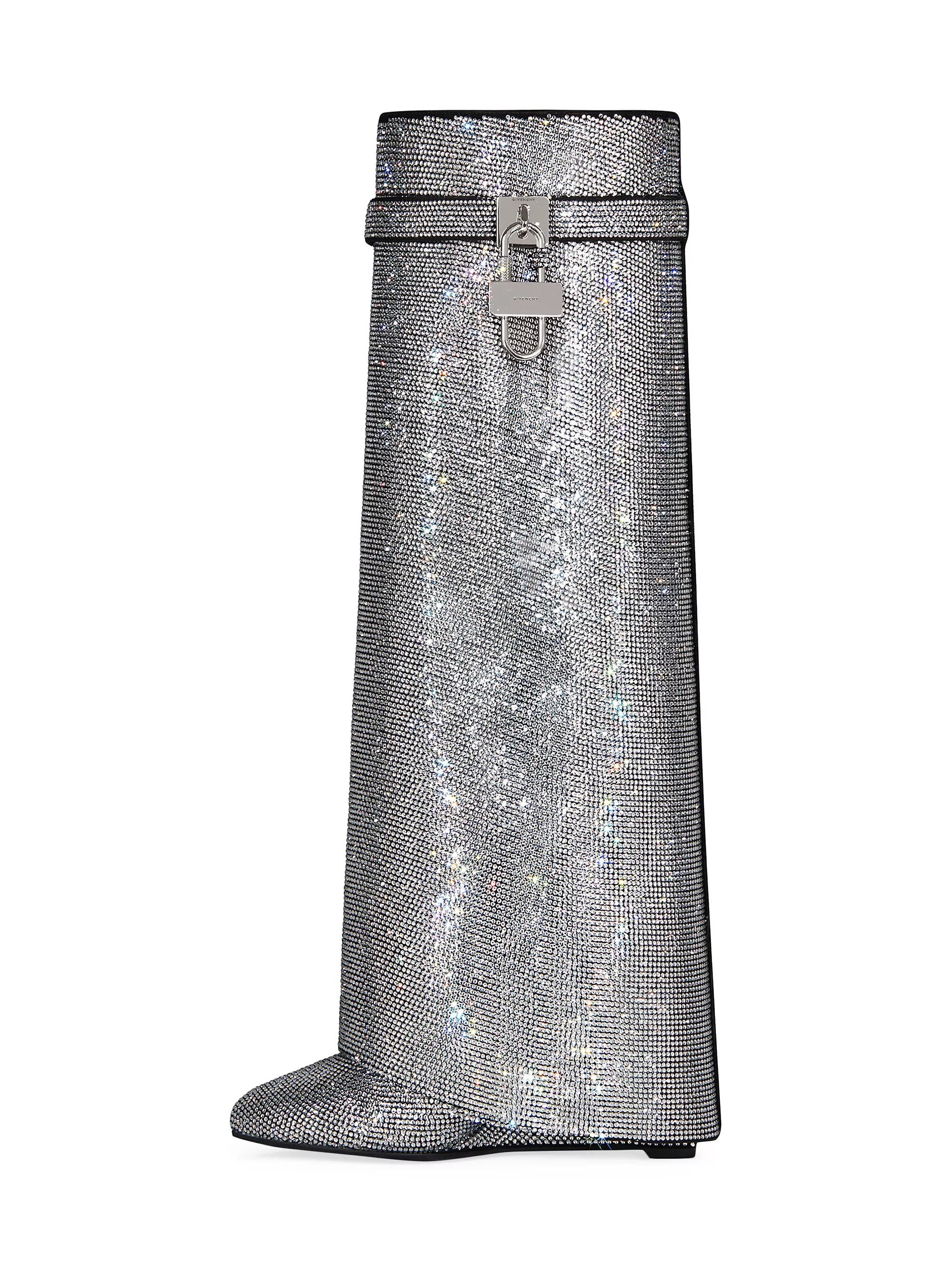 Givenchy o1srvl11e0325 Shark Lock Boots Wide Fit In Strass in Silver Size US 10 / IT 40 - 3 Thumbnail