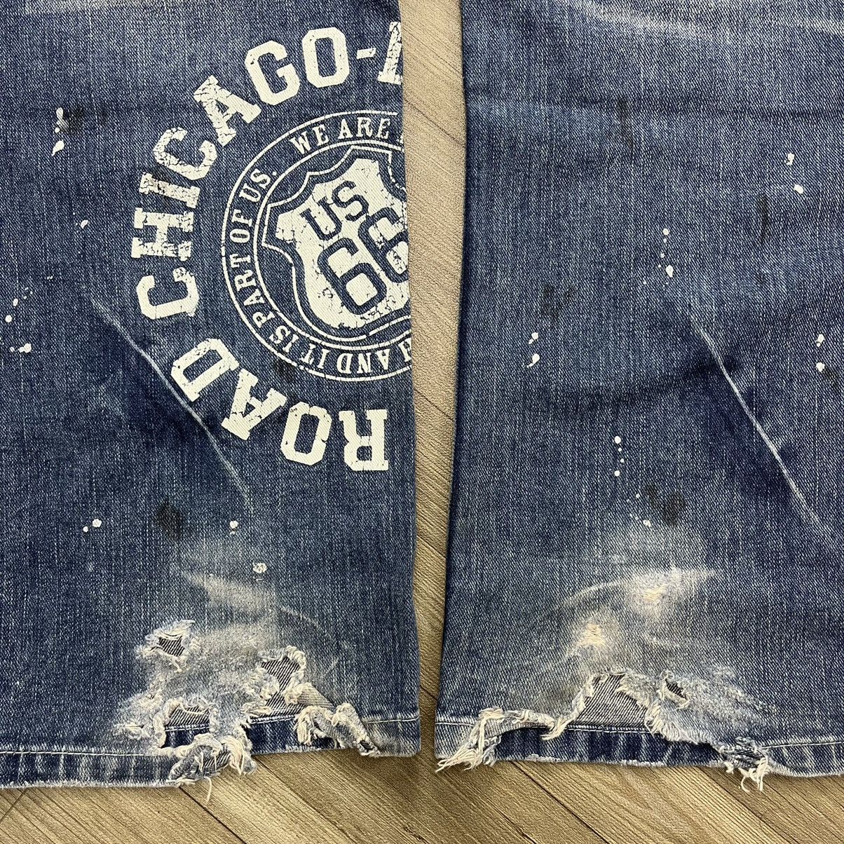 If Six Was Nine × Japanese Brand × Le Grande Bleu (L.G.B.) Mind of USA Distressed Patch Work Double Knee Painted Jeans Size US 32 / EU 48 - 13 Thumbnail