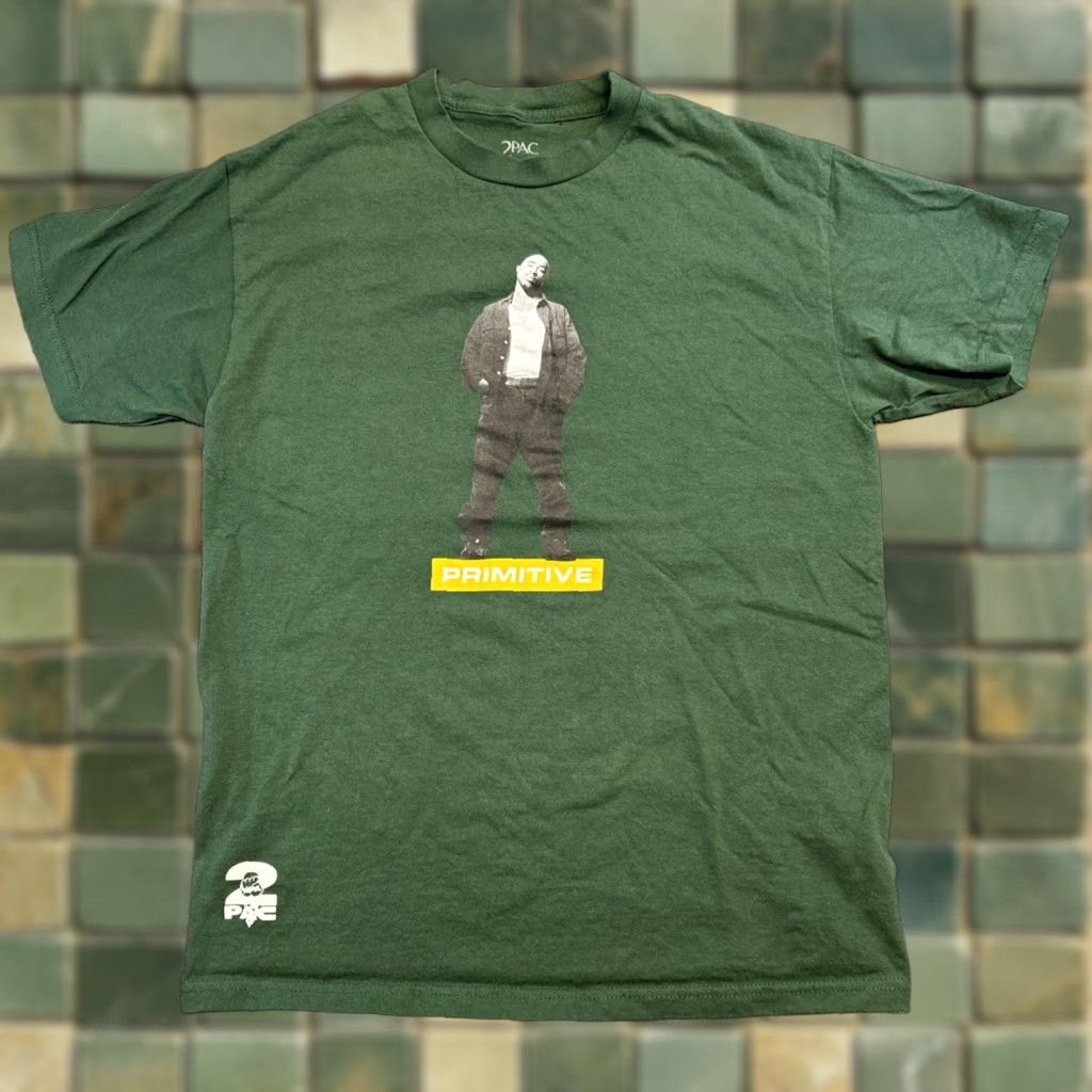 Primitive Primitive Skateboarding Tupac Shakur 2PAC T-Shirt Men M Green 90s Hip Hop Logo Short Sleeve Crew Neck Cotton Knit Vintage No Size US M / EU 48-50 / 2 - 1 Thumbnail