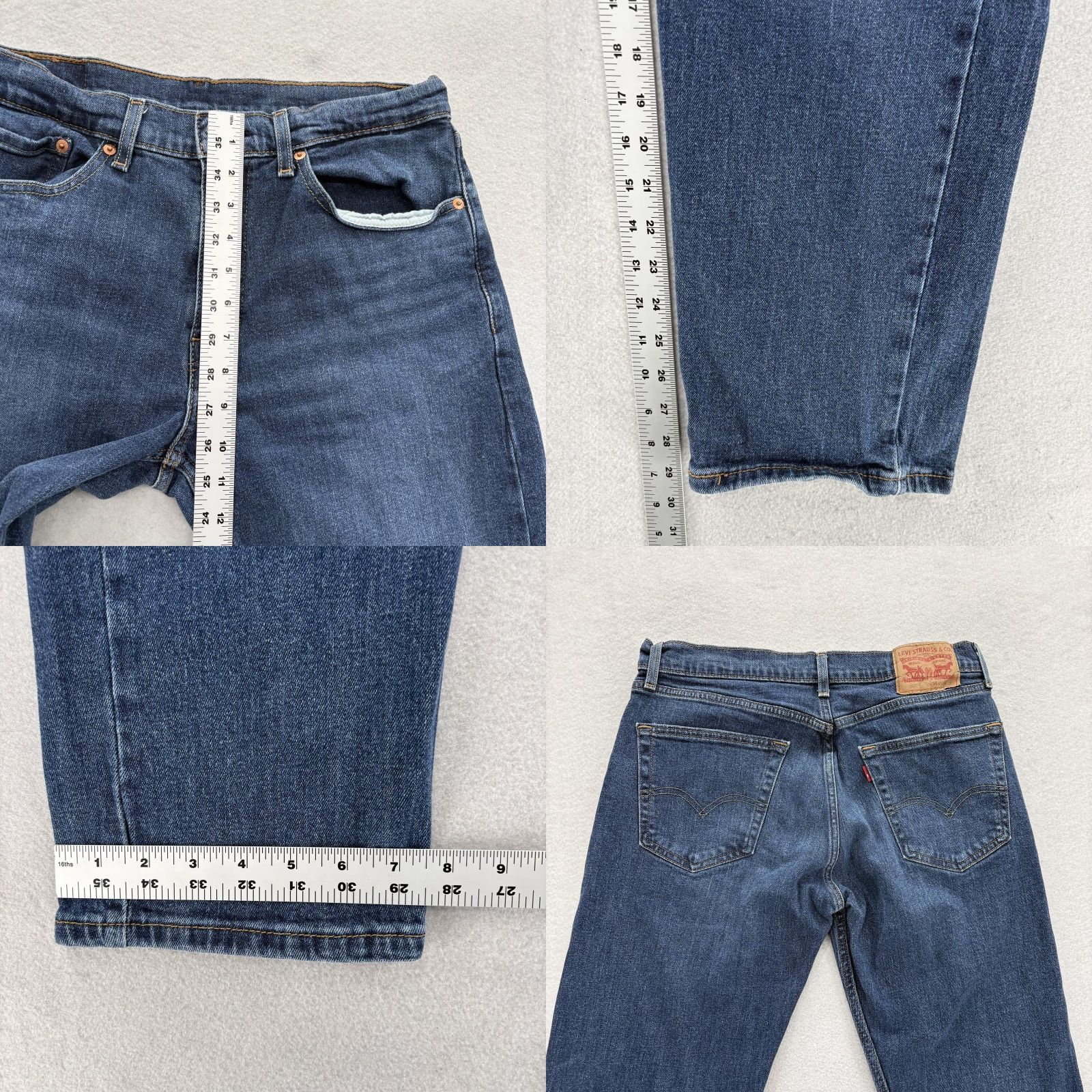 Levi's Levi's 505 Jeans Mens 32x30 Blue Medium Wash Regular Fit Straight Denim Stretch Jeans Size US 32 / EU 48 - 8 Thumbnail