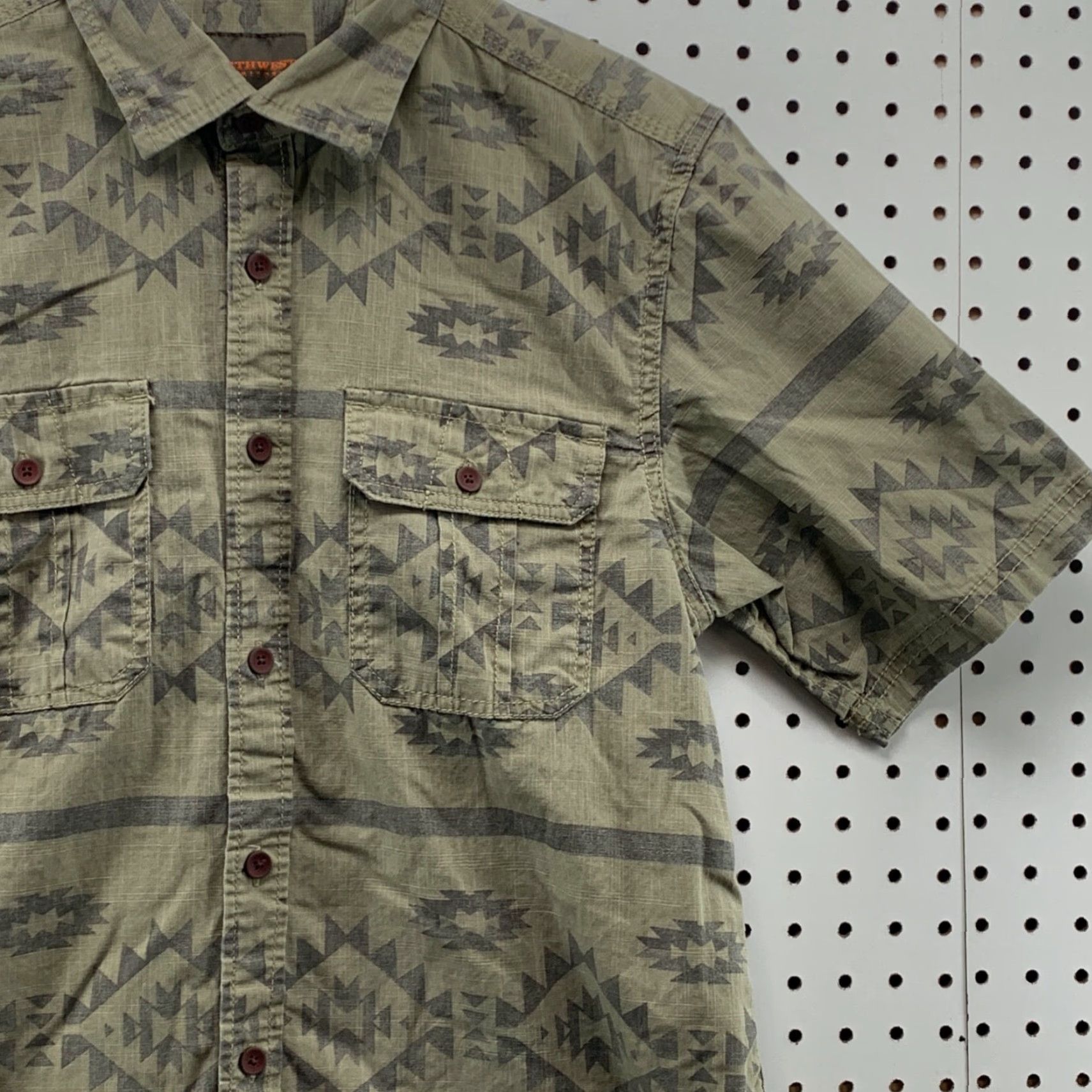 Vintage VINTAGE Northwest Territory Geometric Button-Up Shirt Medium Black Green Aztec Casual Mens Size US M / EU 48-50 / 2 - 2 Thumbnail