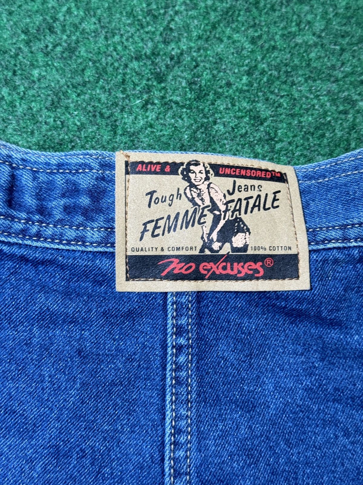 Vintage Vintage 90s No Excuses Femme Fatale 11/12 Denim Mini Skirt Size 34" / US 12 / IT 48 - 6 Thumbnail