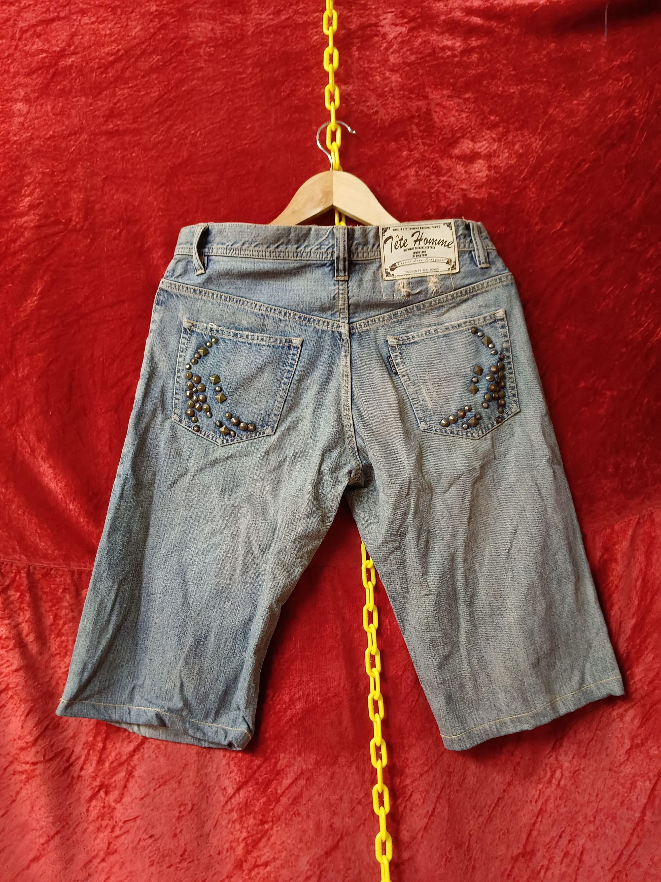 Japanese Brand × Tete Homme × Vintage Studded Short Jeans Size US 32 / EU 48 - 6 Thumbnail