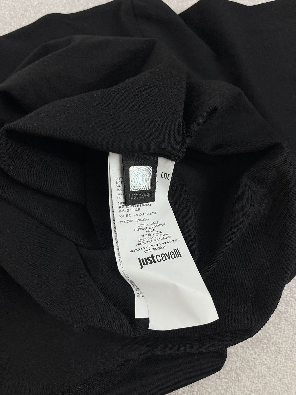 Just Cavalli × Roberto Cavalli Just Cavalli Big Logo Black T-Shirt Men’s Size US XXL / EU 58 / 5 - 7 Thumbnail