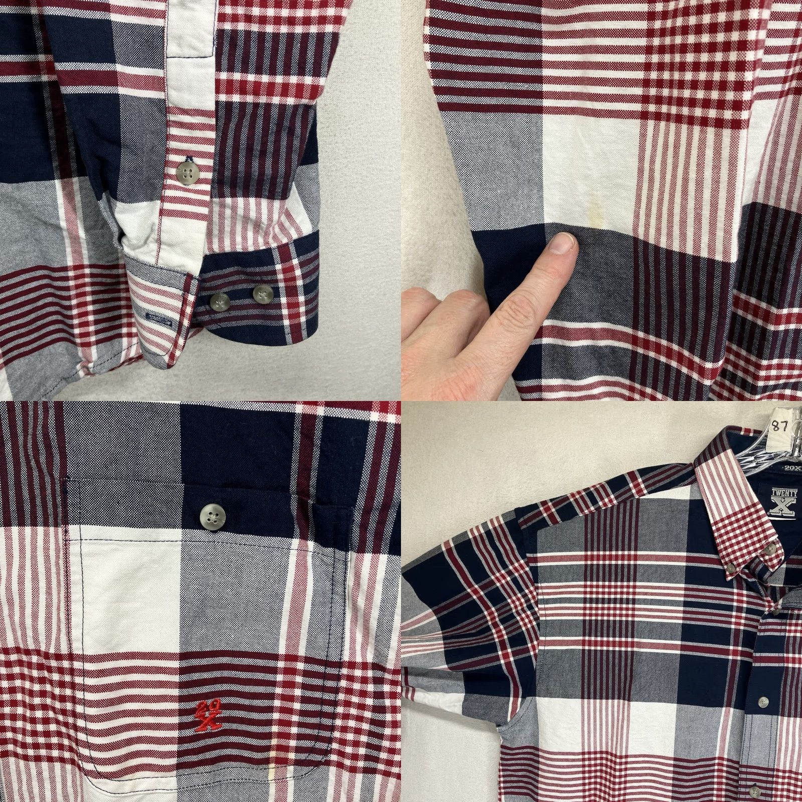 Wrangler VINTAGE Wrangler Shirt Men Large Plaid Western Button-Up 90s Retro Casual Cotton Navy Red White Size US L / EU 52-54 / 3 - 8 Thumbnail