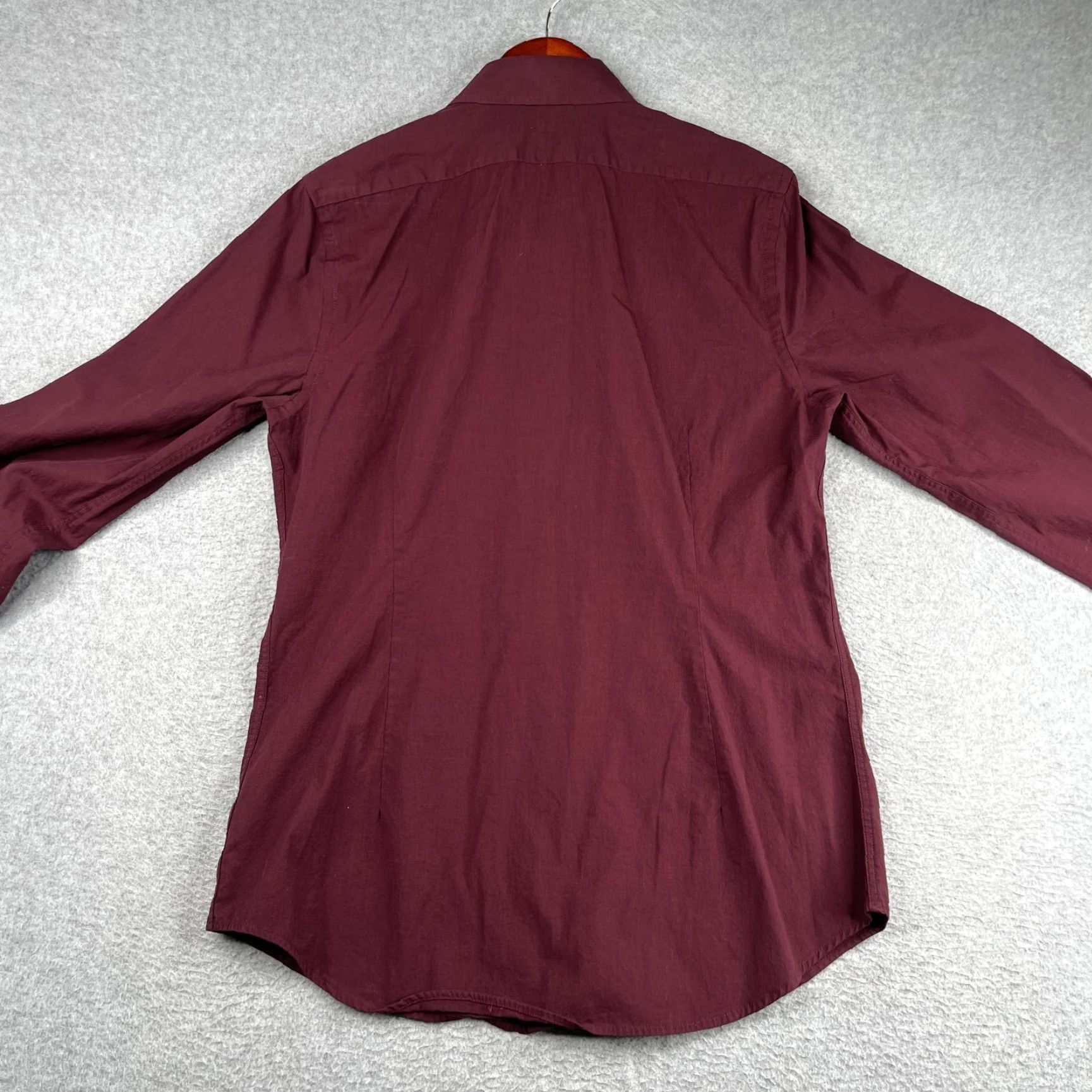 Express Express Shirt Mens Medium Burgundy Fitted Button-Up Long Sleeve Casual Slim- Fit 1MX Size US M / EU 48-50 / 2 - 5 Thumbnail