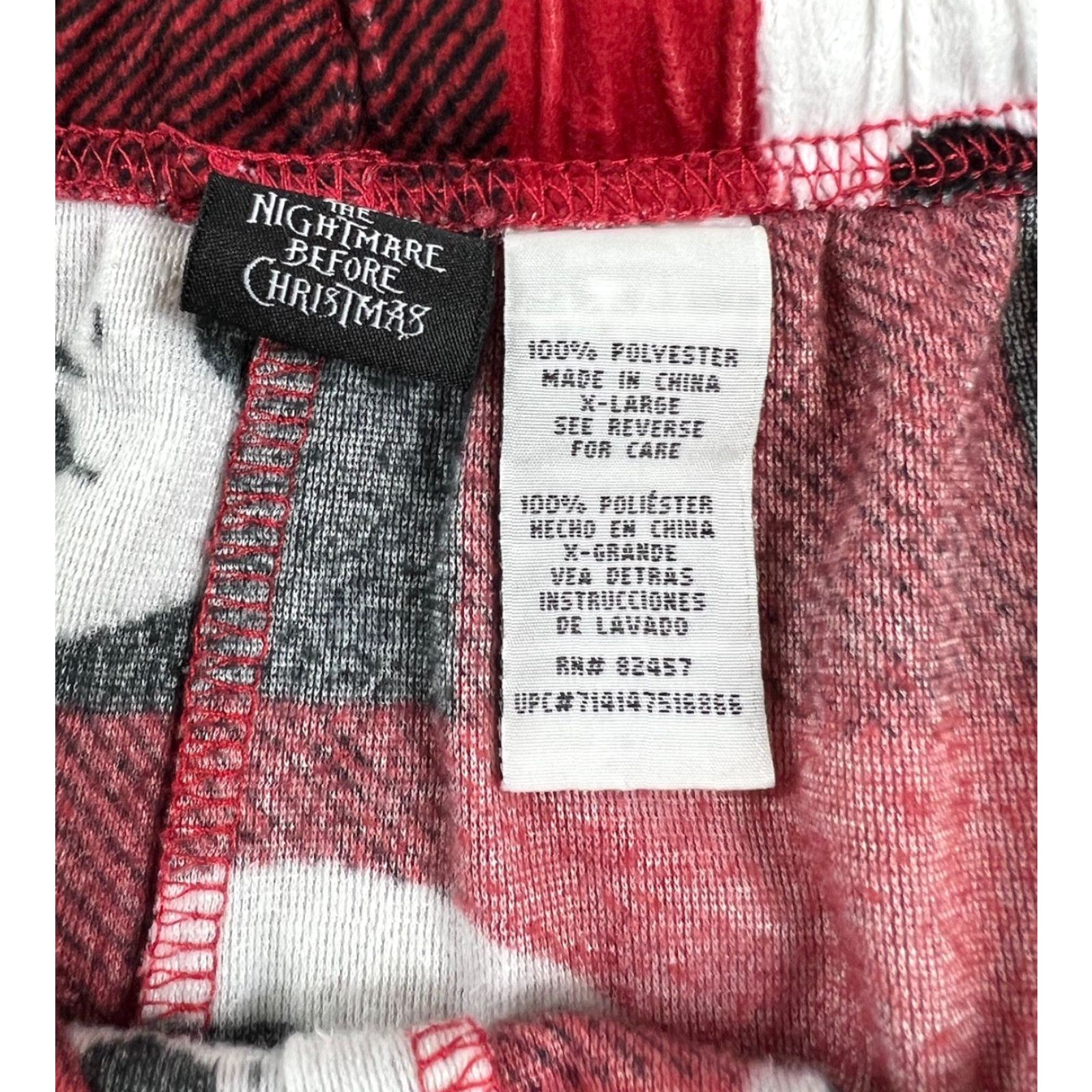 Vintage The Nightmare Before Christmas Pajama Pants Womens XL Fleece Red Black Plaid Christmas Sleepwear Size 40" / US 18 - 3 Thumbnail
