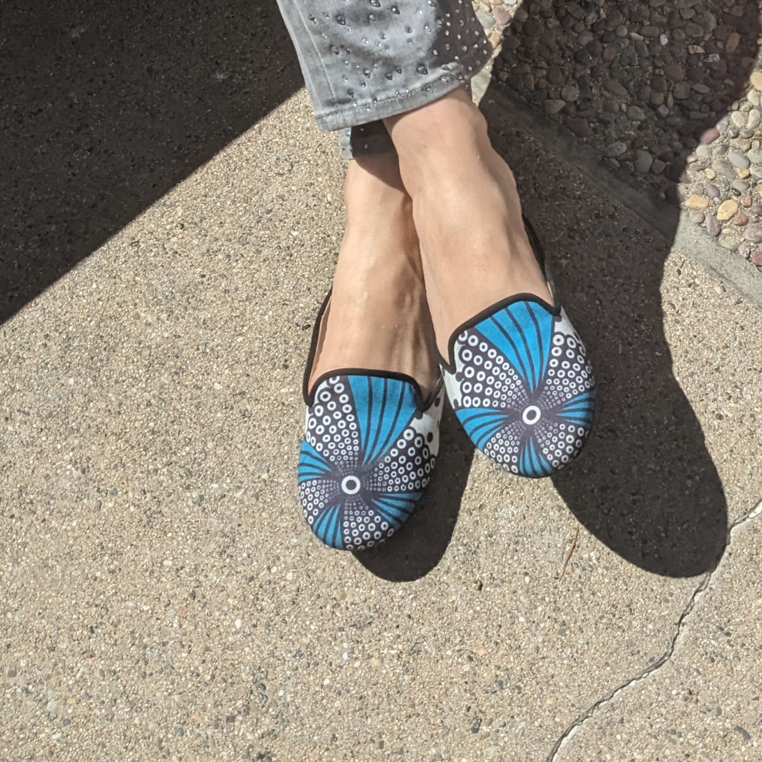 BIZU Chic Mule, Slip on - White & Blue, Made In Italy, Zawadi Size US 8.5 / IT 38.5 - 2 Thumbnail