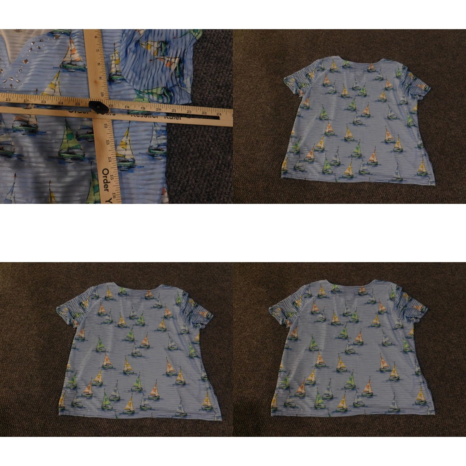 Vintage VINTAGE? No. Alfred Dunner Shirt Womens Petite Large Sailboat Print Embellished Nautical Top Size L / US 10 / IT 46 - 8 Thumbnail