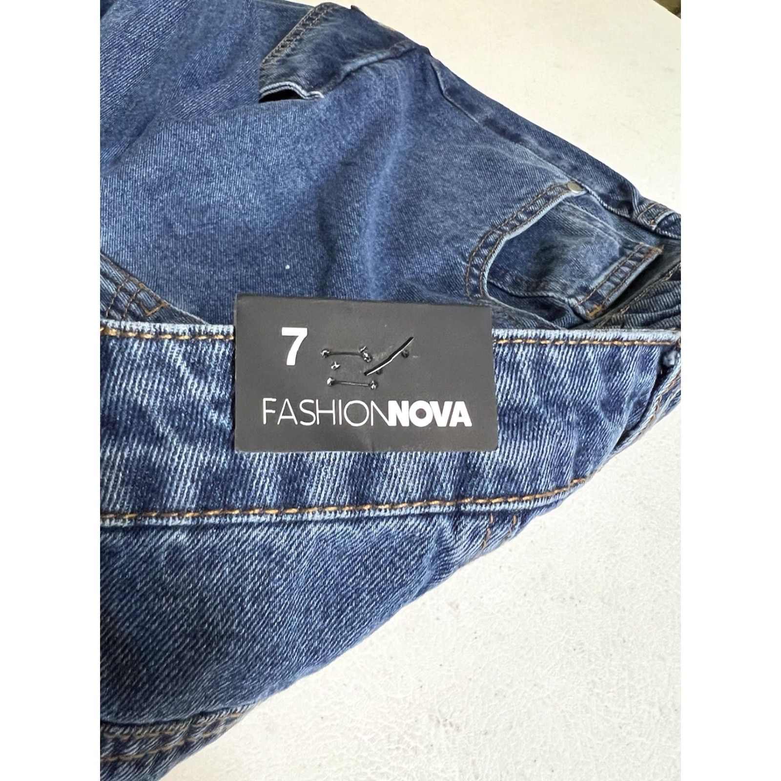 Fashion Nova Fashion nova Jeans Women 7 Blue Cargo Hi-Rise 90s Y2K Baggy Wide-Leg NEW Size 28" / US 6 / IT 42 - 6 Thumbnail
