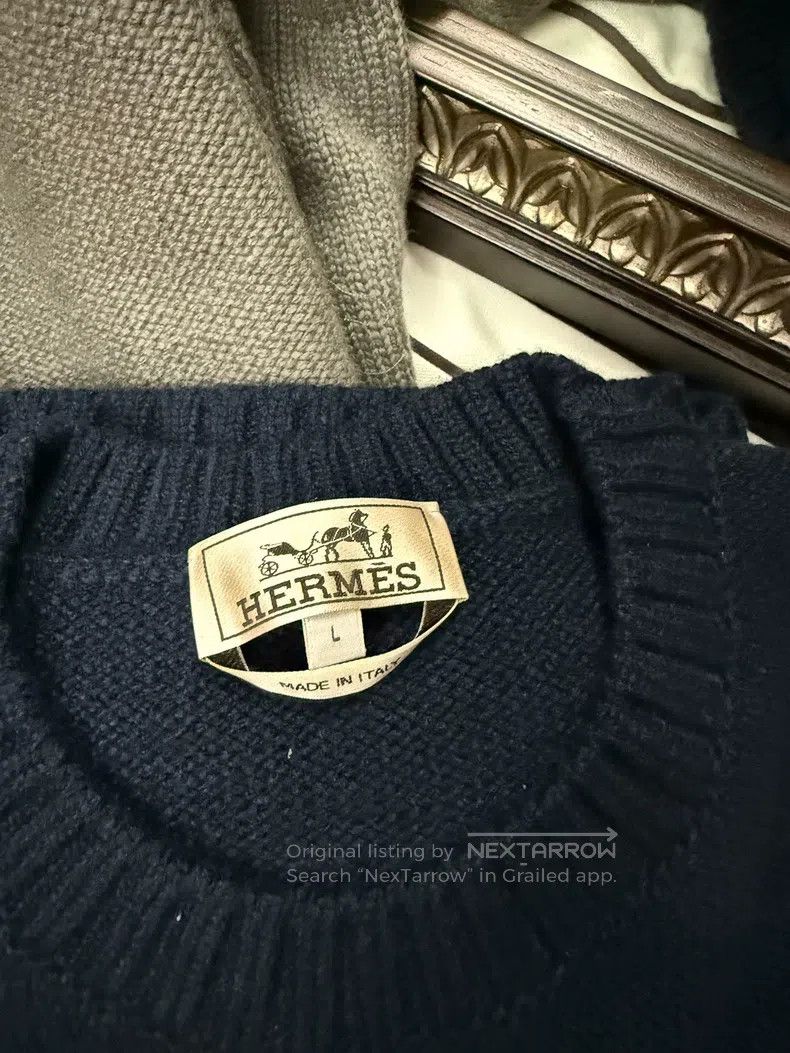 Hermes Hermes Men's Knit and Leather Embellished Fashion Sweater Size US L / EU 52-54 / 3 - 2 Thumbnail