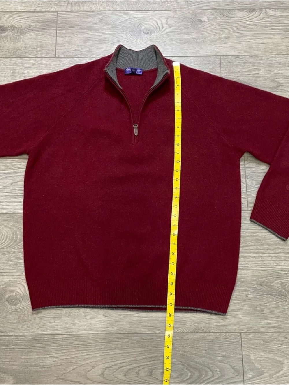 Harry Rosen Harry Rosen Cashmere Quarter Zip Pullover Sweater Burgundy Size US L / EU 52-54 / 3 - 6 Thumbnail