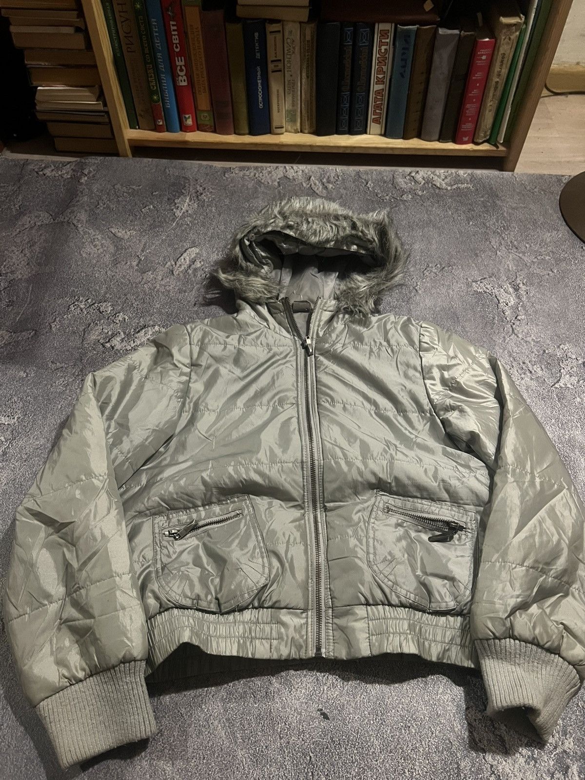 Japanese Brand Glamour Y2K Silver Bomber / Balenciaga Style / AvanGarde 90 Size US S / EU 44-46 / 1 - 3 Thumbnail