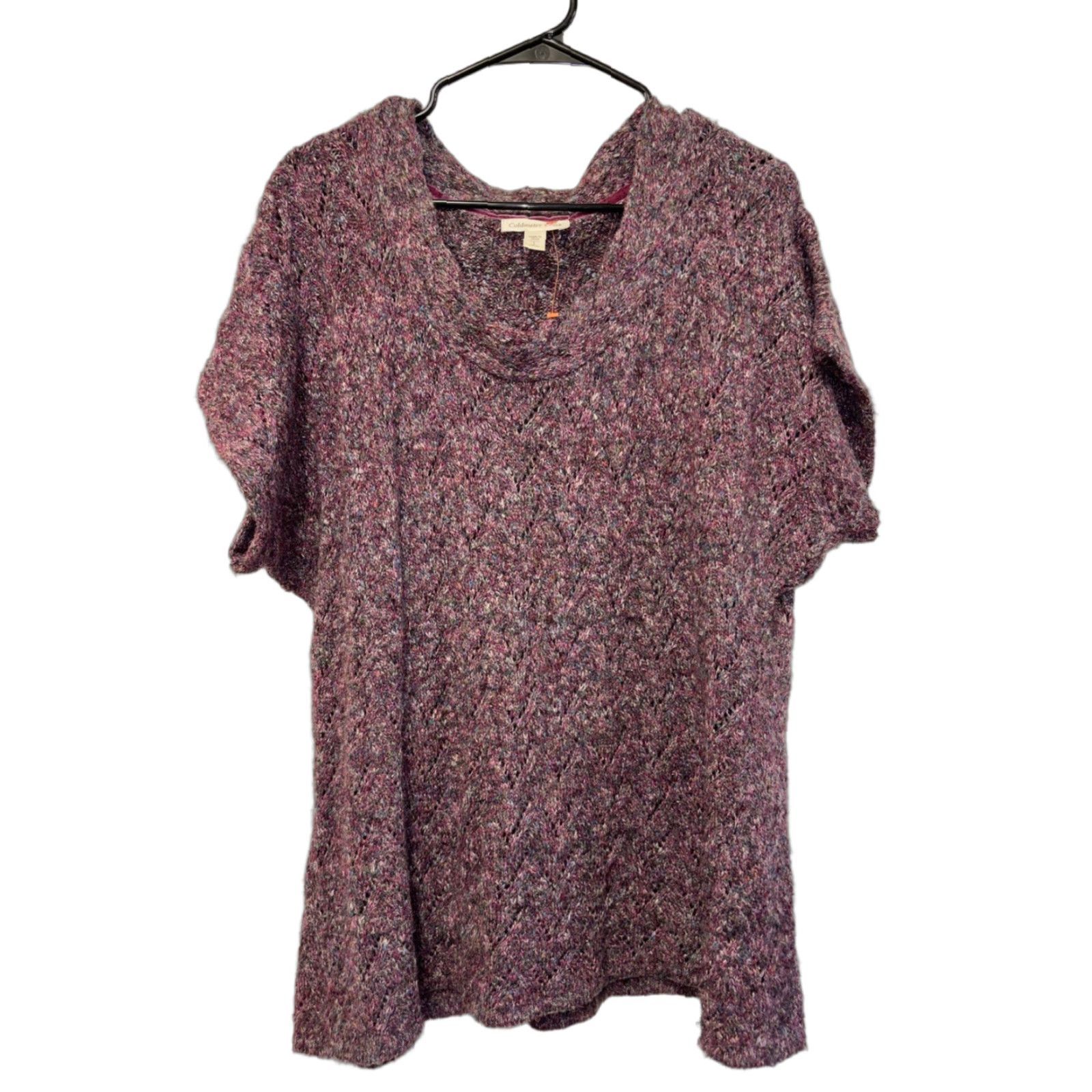 Coldwater Creek Coldwater Creek Women L Sweater Short Sleeve Purple Speckled Knit Pullover Size L / US 10 / IT 46 - 1 Thumbnail