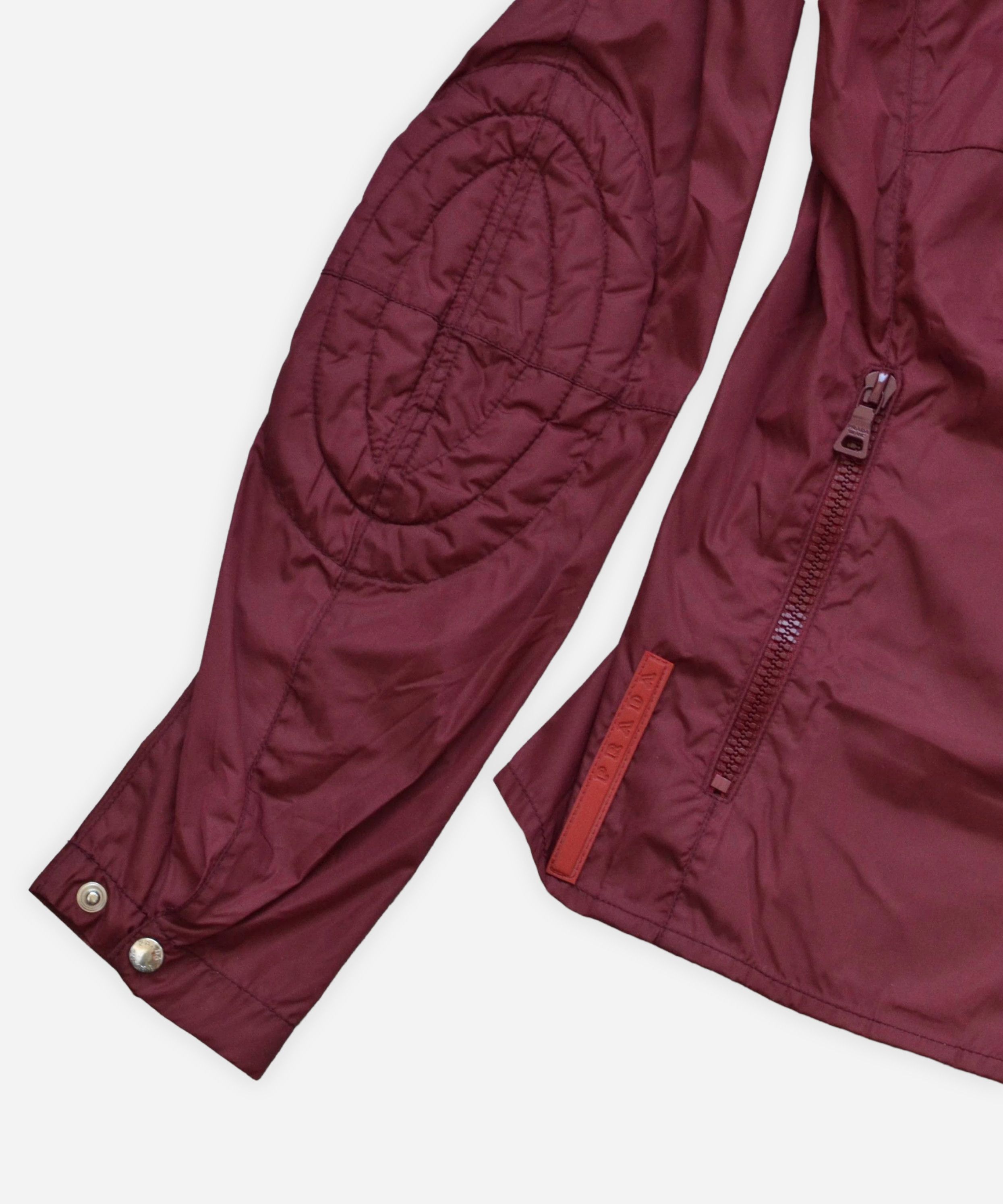 Prada 🔴 PRADA Jacket Zip Bomber Burgundy Nylon Red Tab Logo 2000 Size US XS / EU 42 / 0 - 4 Thumbnail