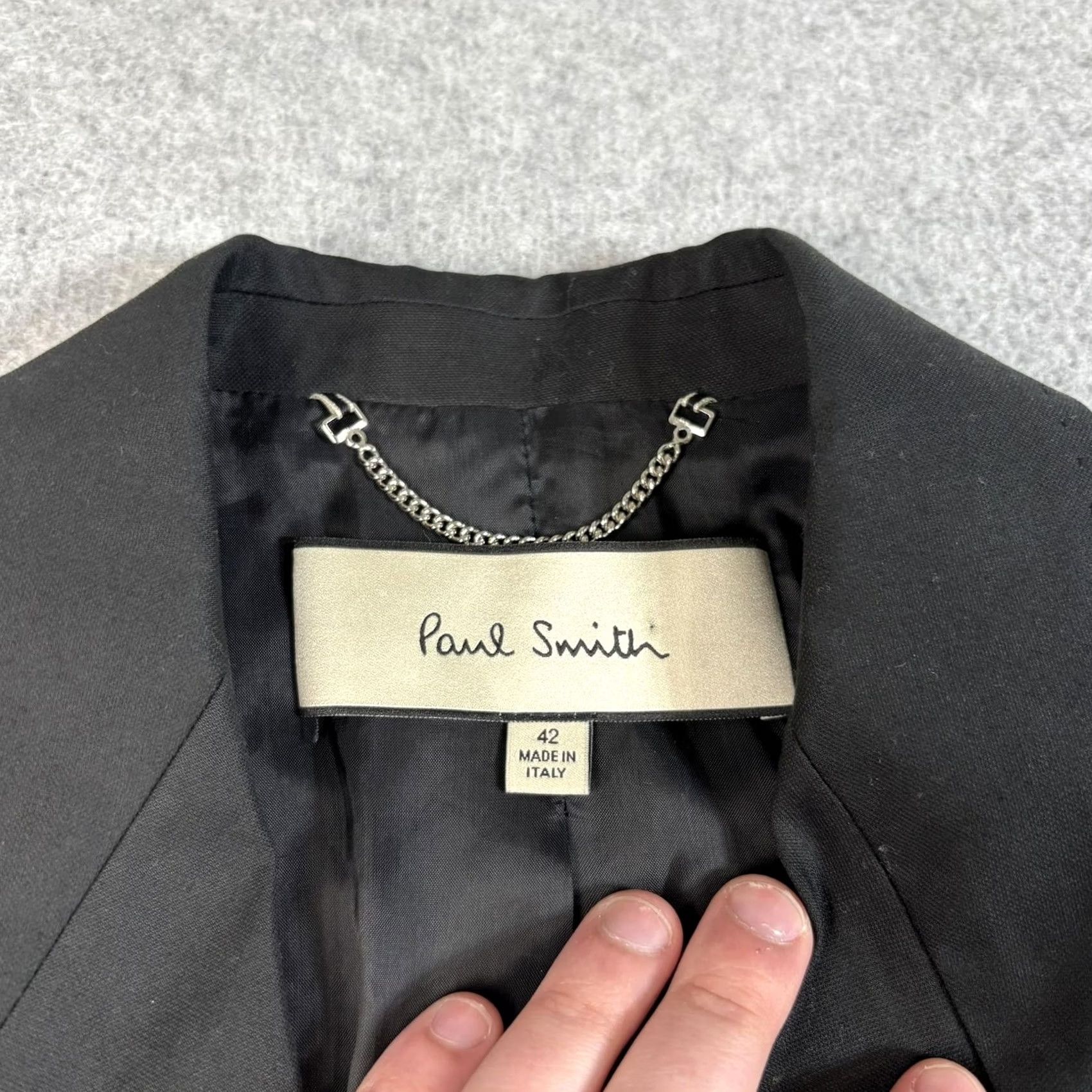 Paul Smith Paul Smith Blazer Mens 42 Black One-Button Single-Breasted Notch Lapel Italy Stretch Cotton/Elastane Jacket Coat Size 42R - 3 Thumbnail