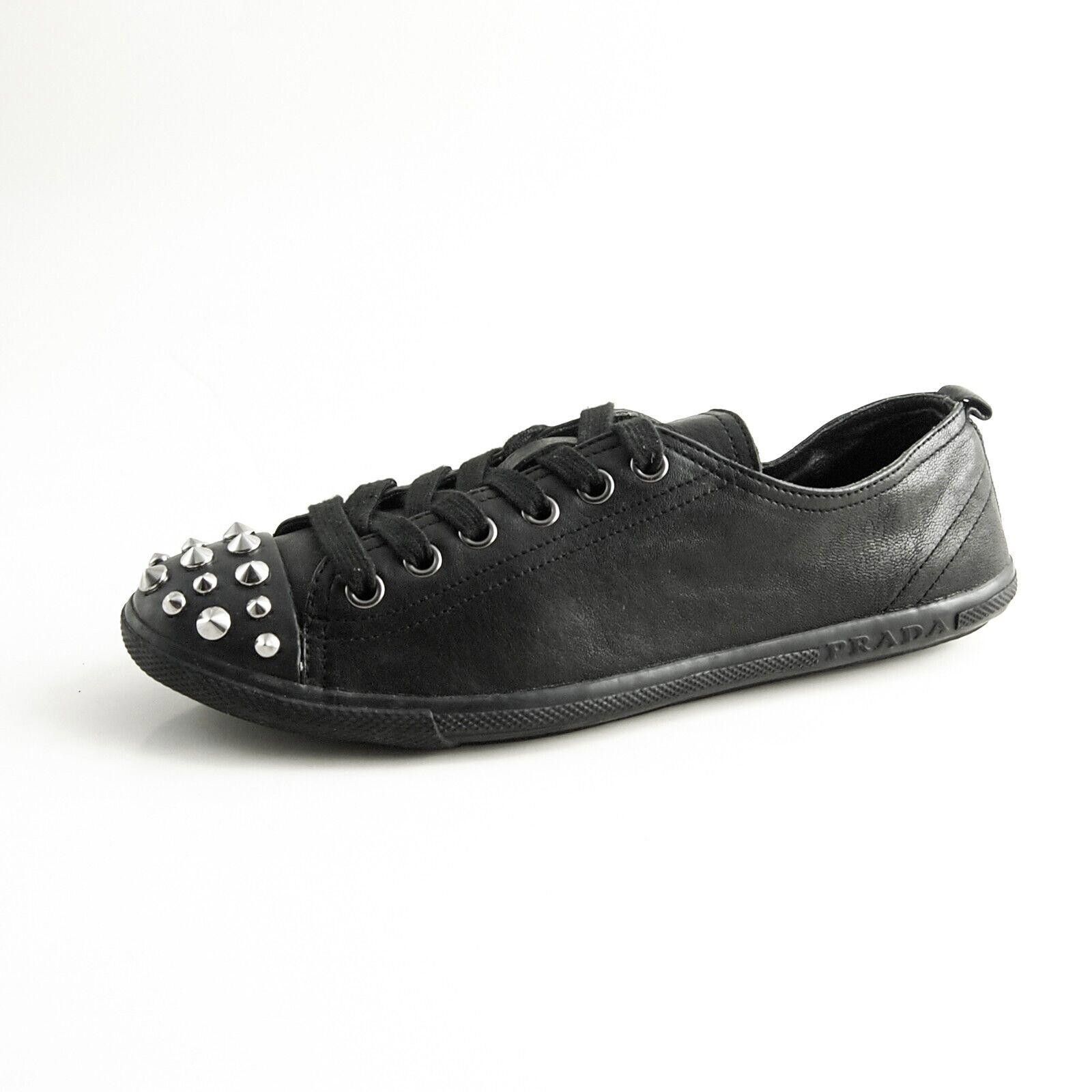 Prada Prada Studded Low Top Sneakers Black EU 38 US 8 Size US 8 / IT 38 - 2 Thumbnail